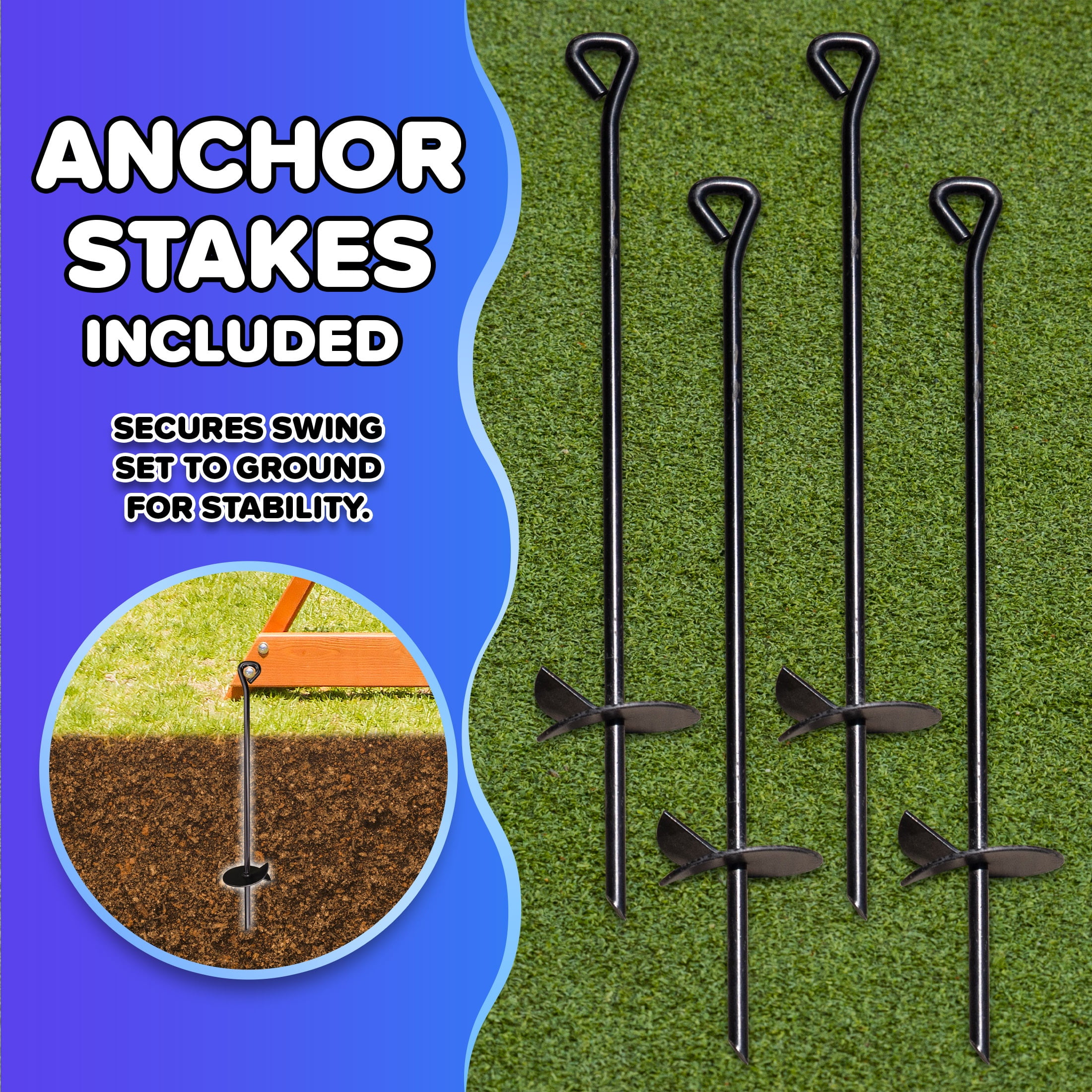 Sportspower Sunnyslope Wooden Swing Set with Play Fort, Trapeze, 6' Double Wall Slide with Lifetime Warranty, & Bonus Anchor Kit - Image 6