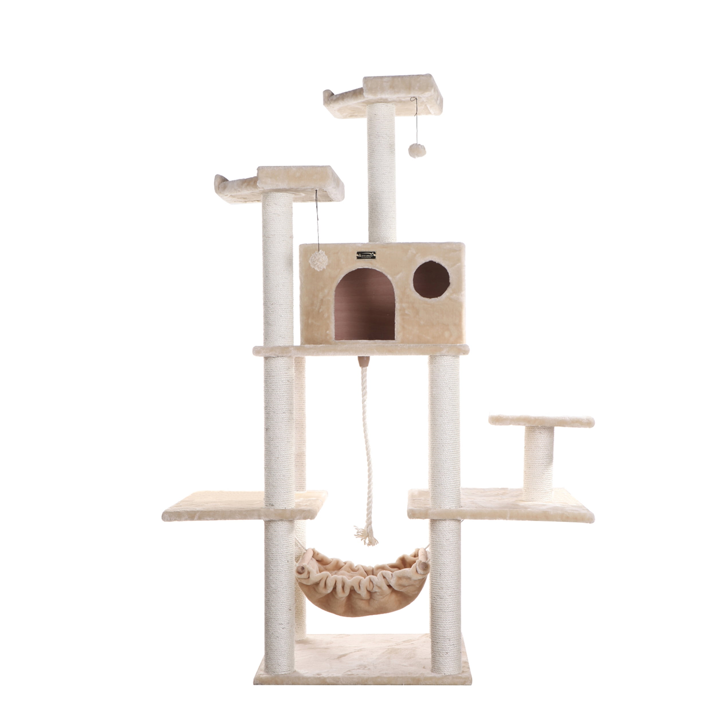 Armarkat 72-in real wood Cat Tree & Condo Scratching Post Tower, Beige - Image 3