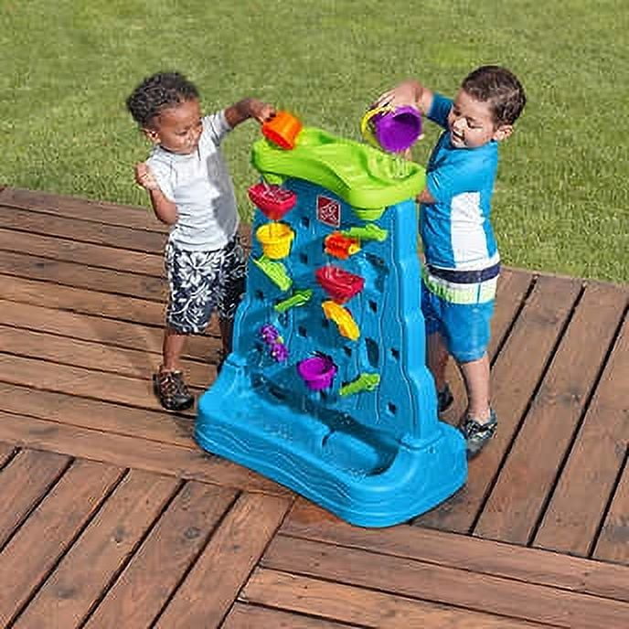 Step2 Waterfall Discovery Wall Blue Plastic Water Table for Toddlers with 13-piece Playset - Image 7