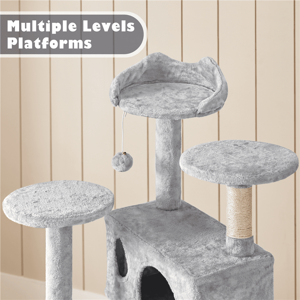 Renwick 54.5" Cat Tree Tower with Condos and Scratching Posts, Light Gray - Image 3