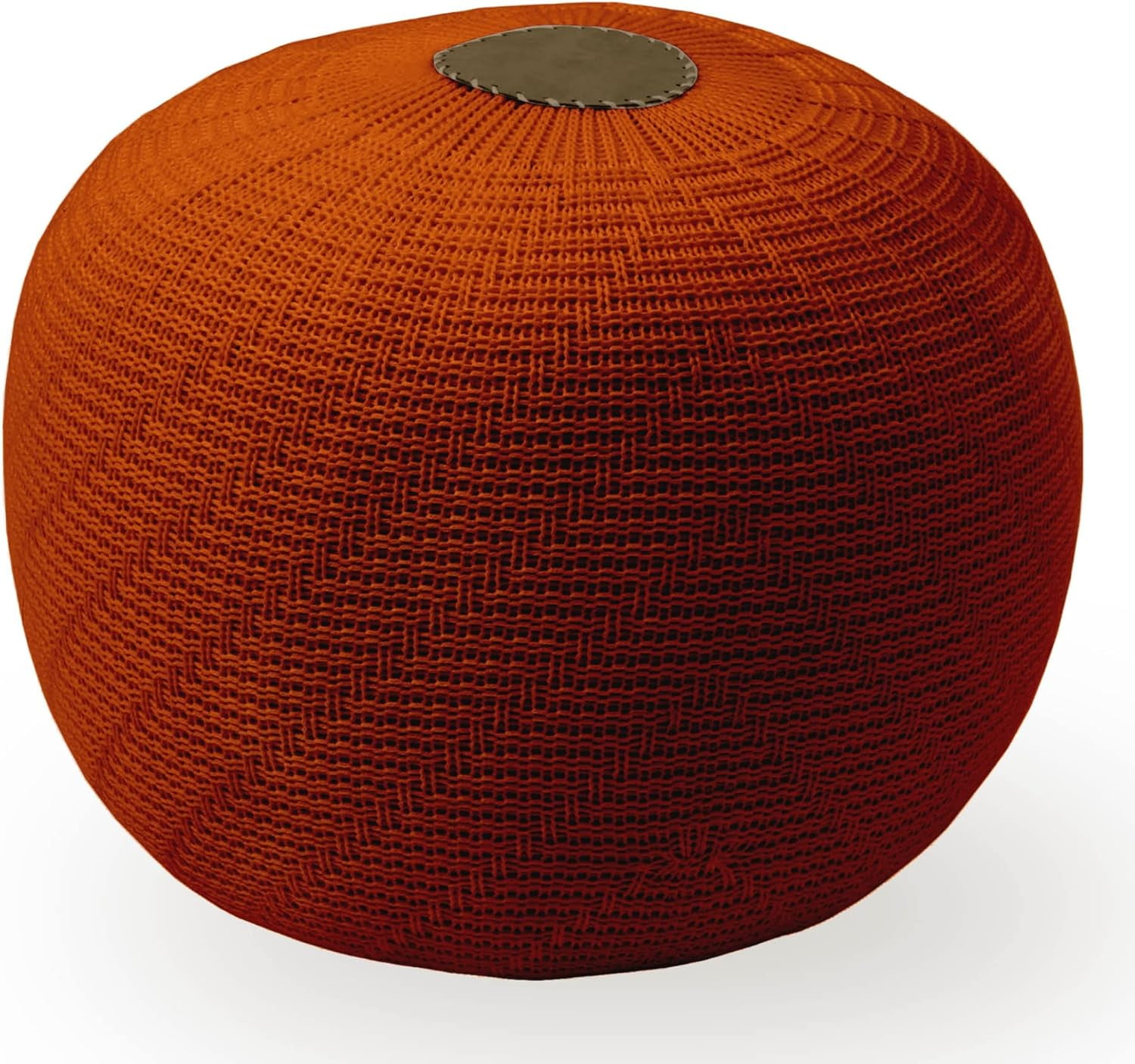 English Home Round Ottoman Pouf Foot Stool Large Knitted Pouffe Stool Seat Cushion Boho Home Decor Extra Seating Floor Cushion for Living Room, Bedroom, Indoor, Outdoor 37 x 50 cm Terracotta - Image 6