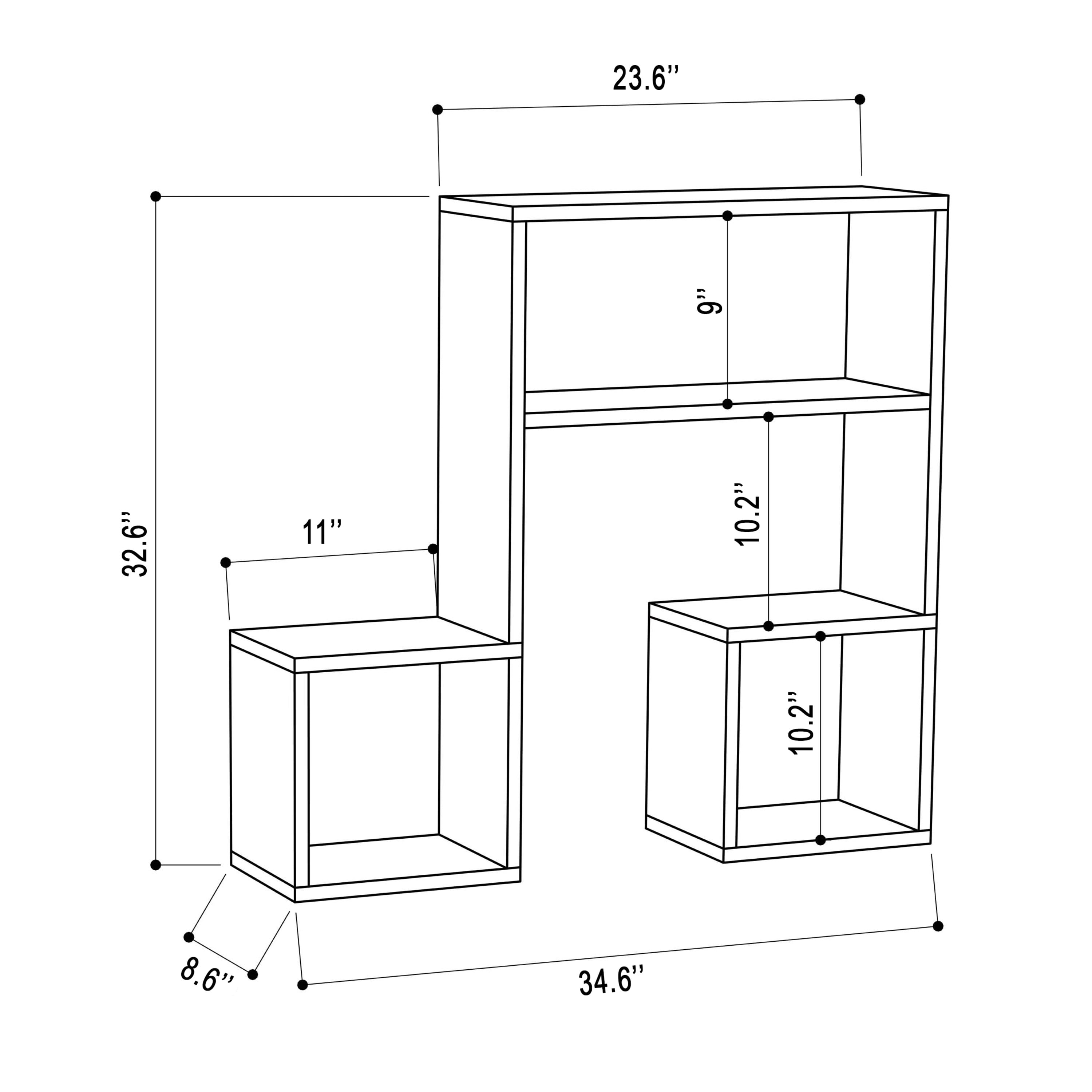 Ada Home Decor Furniture 34.65" 3 Tier Burgundy Wiola Modern Wall Shelf - Image 2