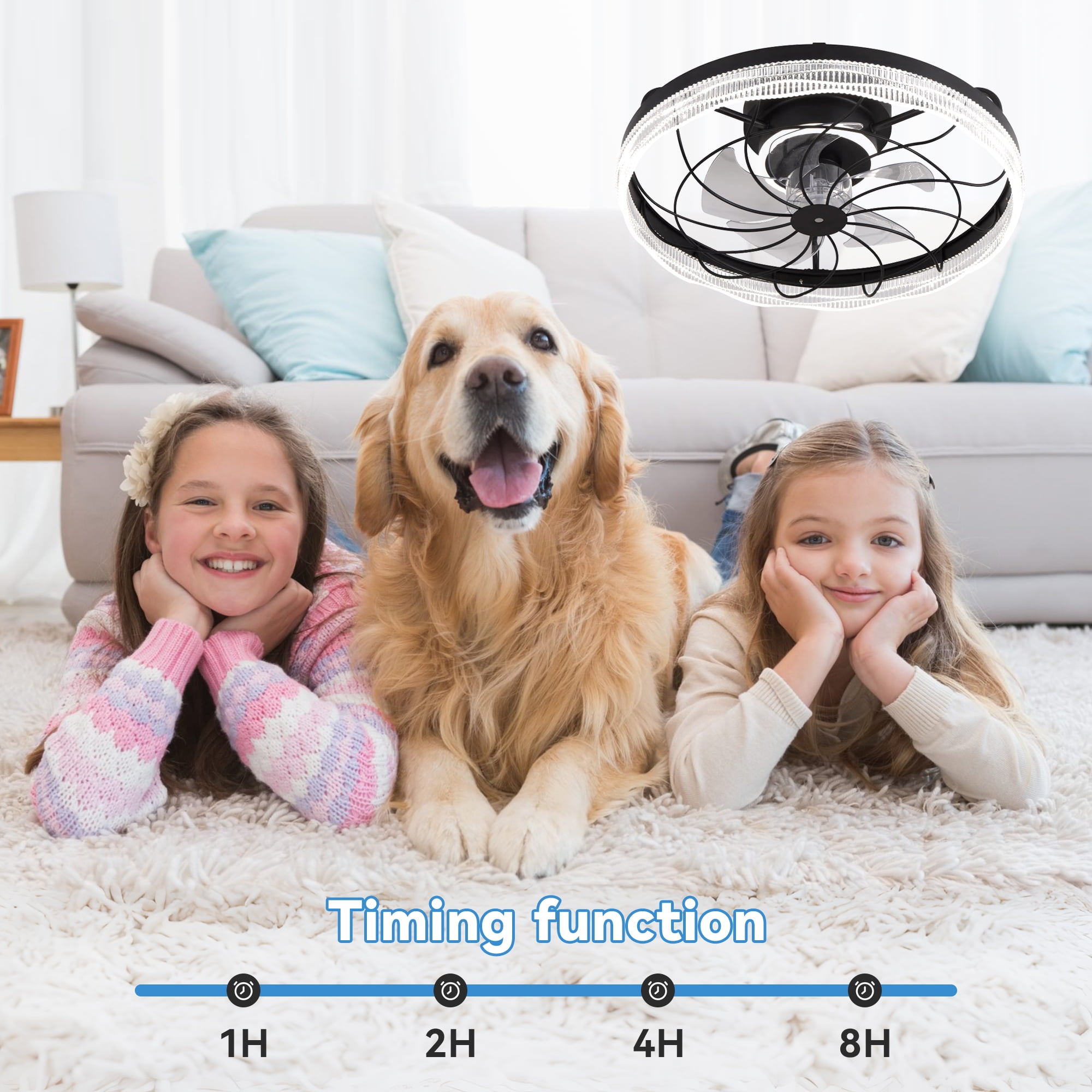 DAYBETTER 19.8" Ceiling Fan with Lights,Dimmable APP Remote Control Modern Fan Lights with Timmer and 6 Speeds for Bedroom Living Room Kitchen - Image 4