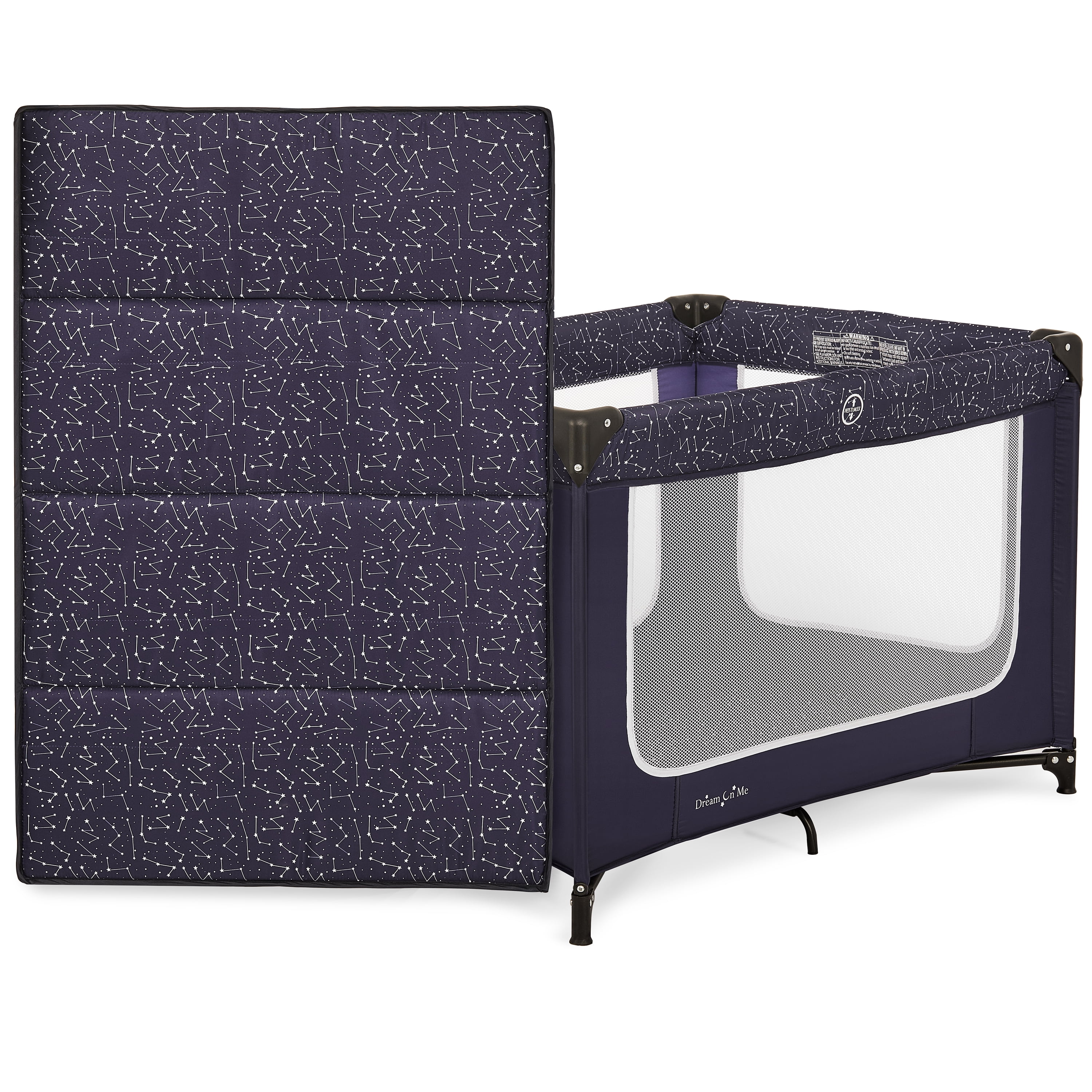 Dream On Me Emily Rose Deluxe Playard with Changing Tray and Infant Bassinet | with Canopy | Waterproof Fabric | with Changing Station | JPMA Certified | Lightweight In In Galaxy Blue - Image 6