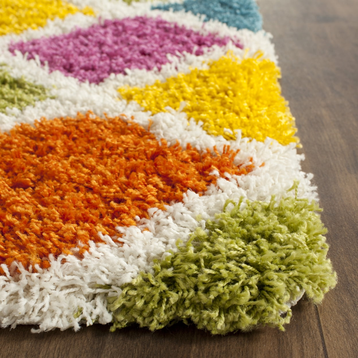 SAFAVIEH Jaycob Geometric Kids Shag Area Rug, Ivory/Multi, 4' x 6' - Image 7