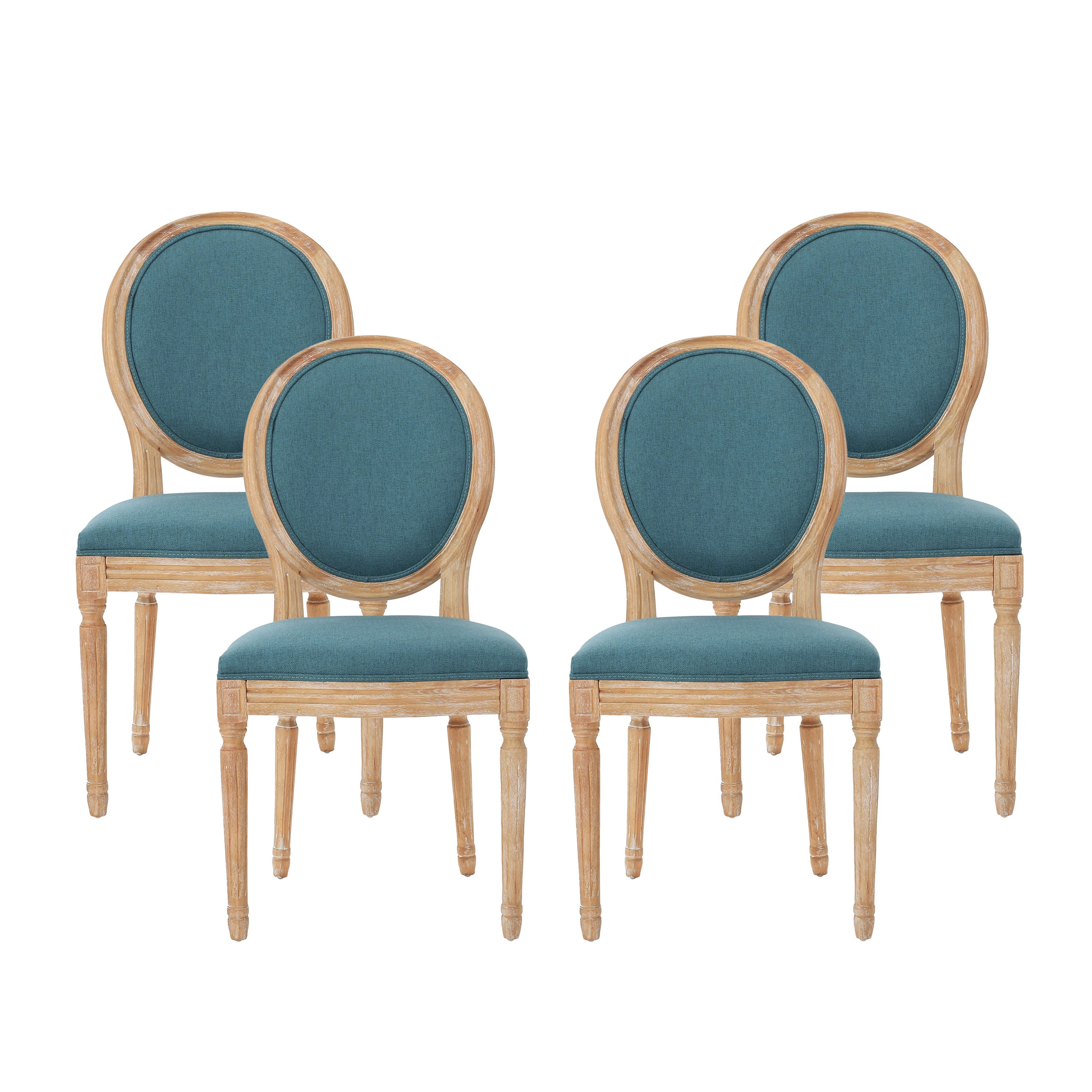 Noble House Karter Indoor French Fabric Dining Chairs, Set of 4, Dark Teal - Image 7