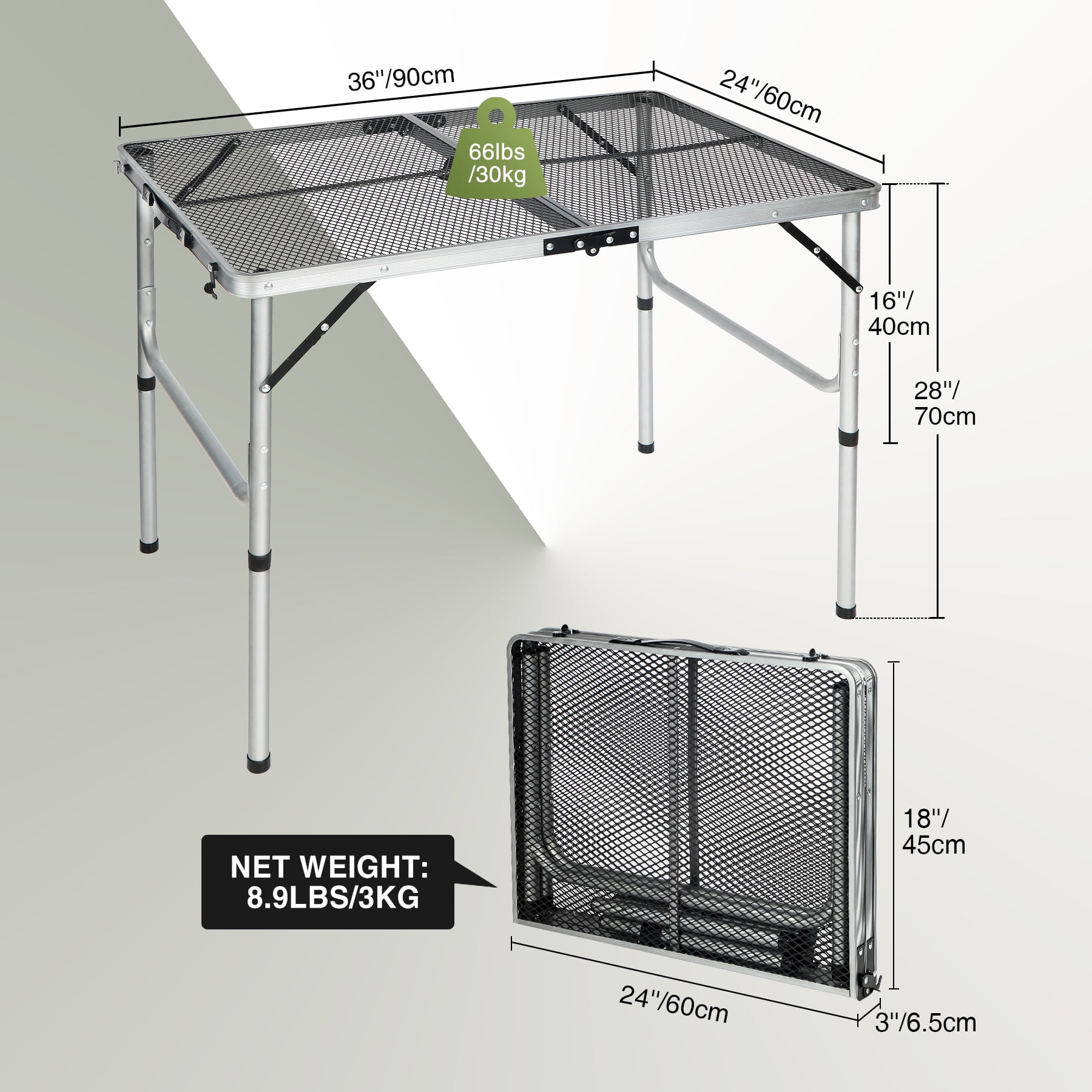 REDCAMP Folding Portable Grill Table, Lightweight Metal Grill Stand Aluminum Camping Table w/ Adjustable Height Legs for Outdoor Cooking BBQ RV Picnic - Image 8