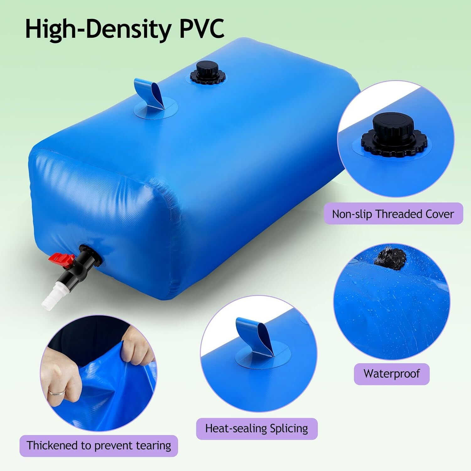 FIMEI 63 Gal Collapsible Water Bladder Tank 240L Water Storage Bladder, High-Density PVC, Blue - Image 6