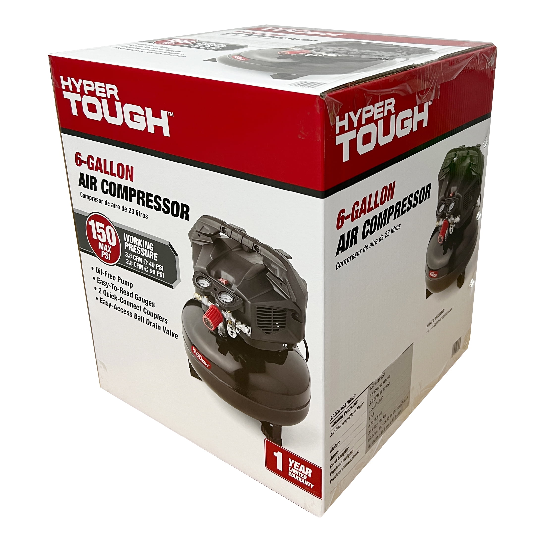 Hyper Tough Black 150 PSI Oil-Free Pancake Air Compressor 6 gal - Image 5