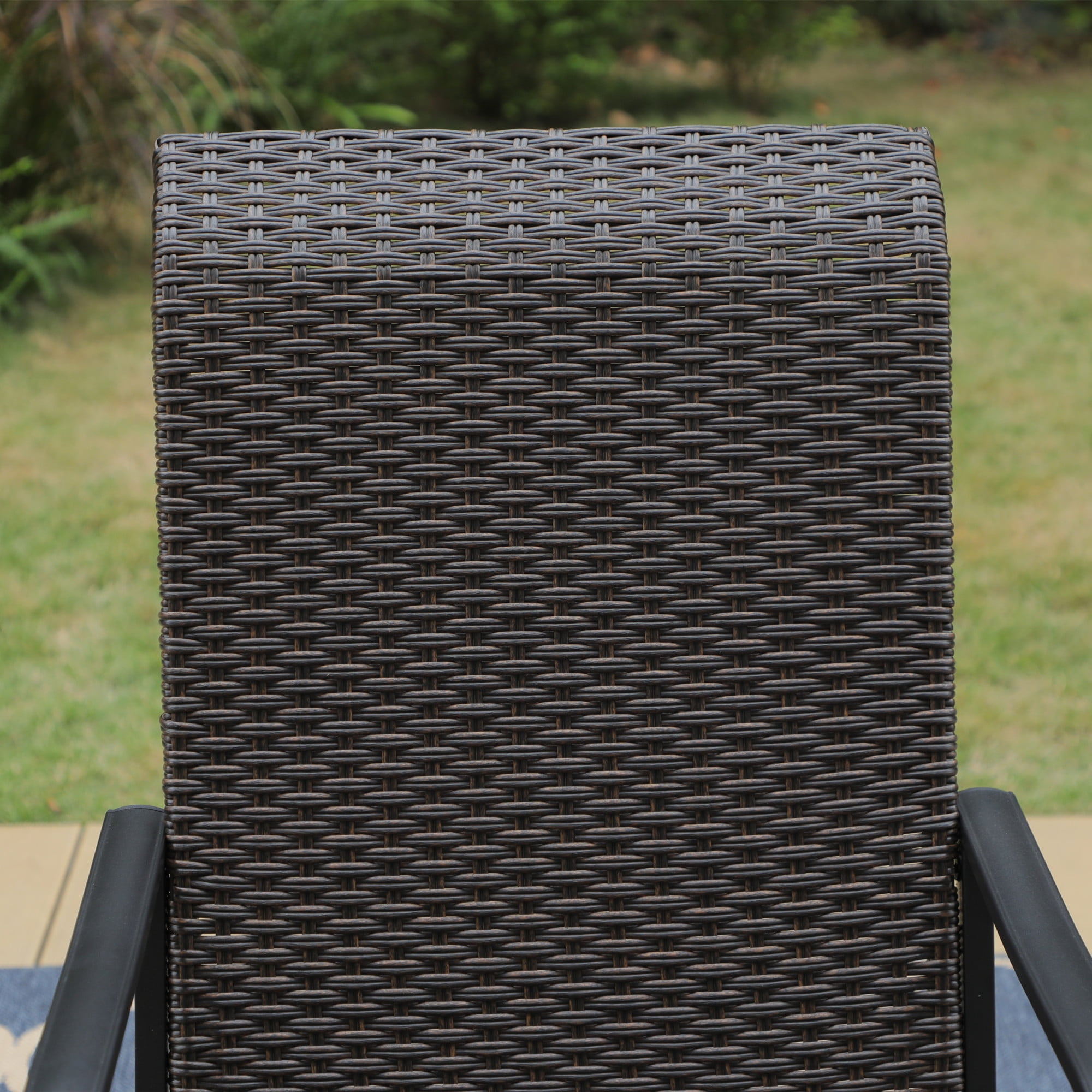 MF Studio 5 Pieces Outdoor Patio Dining Set with 4 High Back Rattan Chairs and 1 Metal Dining Table, Black & Brown - Image 8