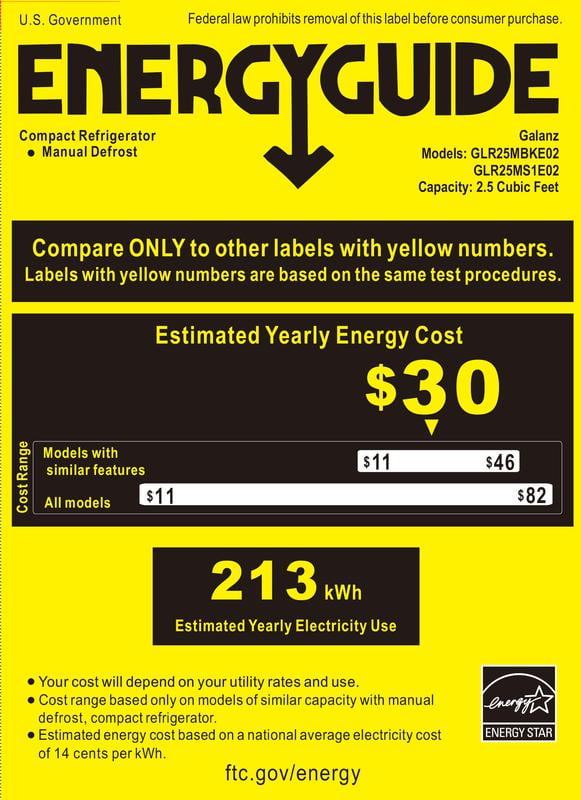 Galanz 2.5 Cu ft One Door Fridge, Black Estar, New - Image 4