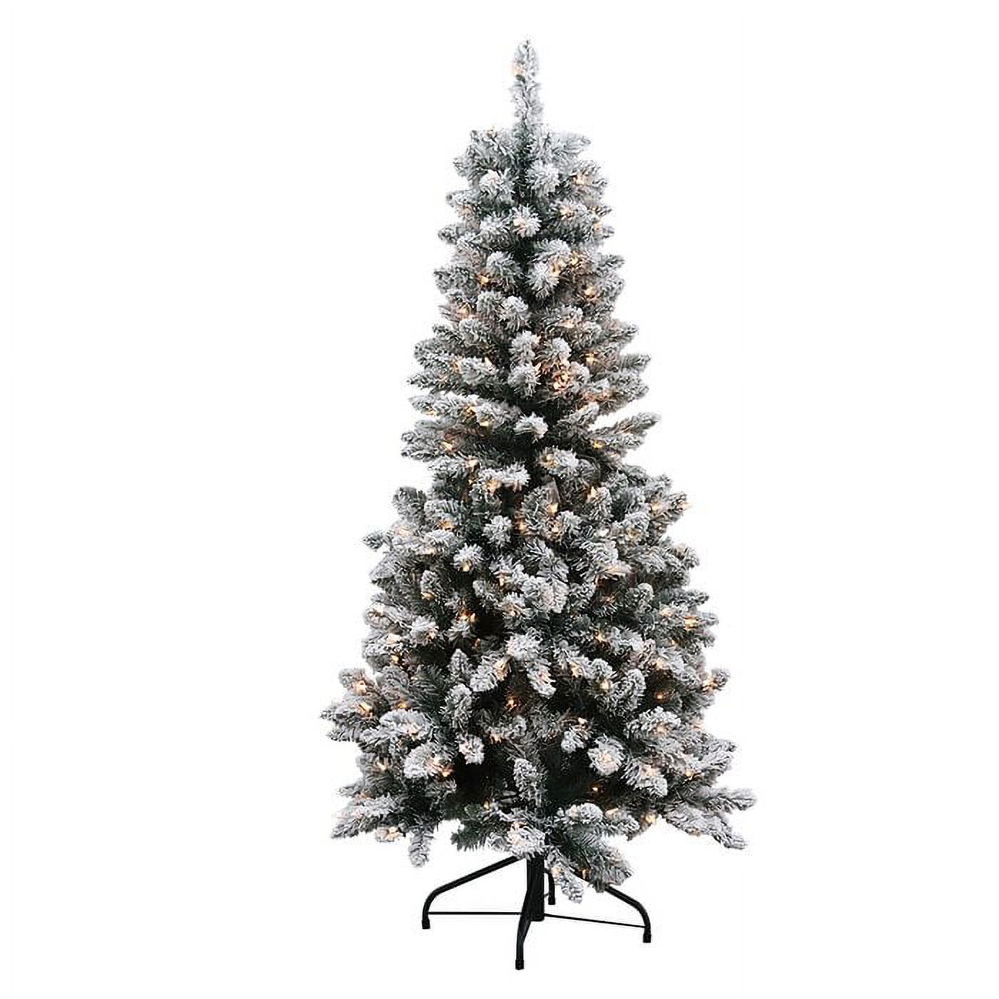 Abble 5 Ft Pre-Lit LED Snow Flocked Artificial Christmas Tree 60"H - Image 6