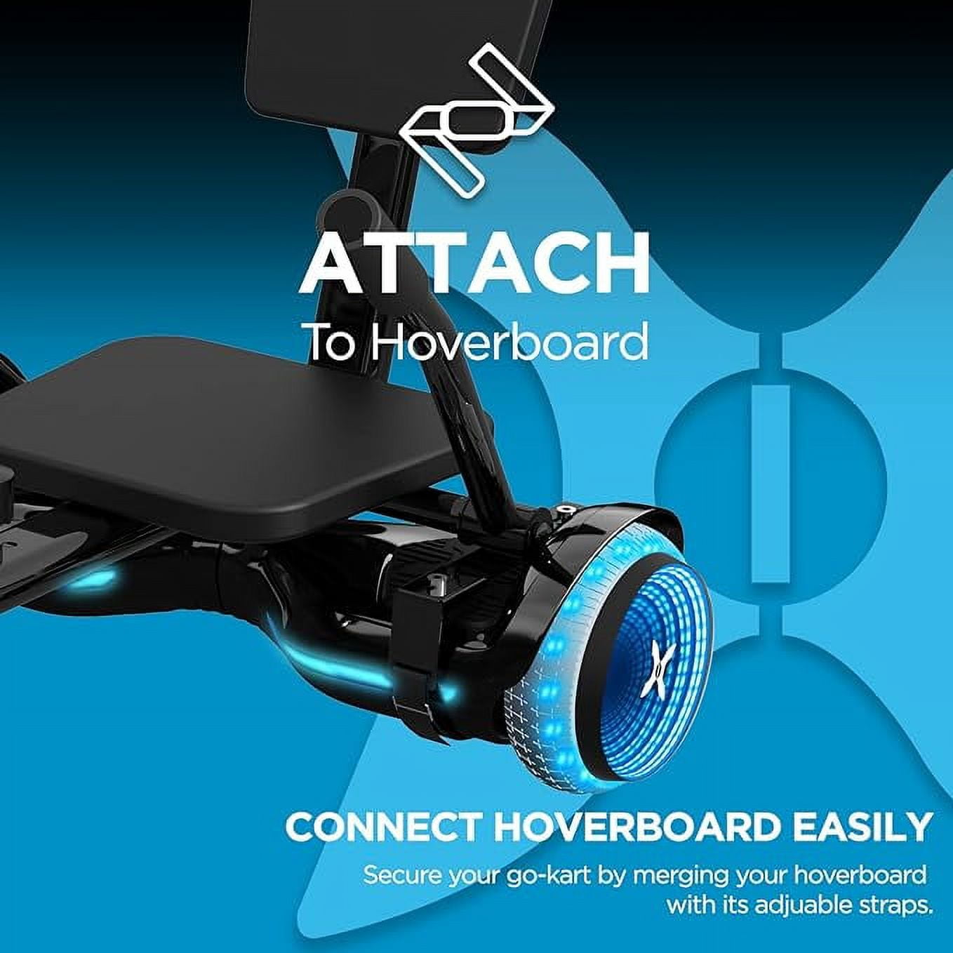Hover-1 Turbo Hoverboard and Kart Combo, Infinity LED Wheels, Black - Image 3