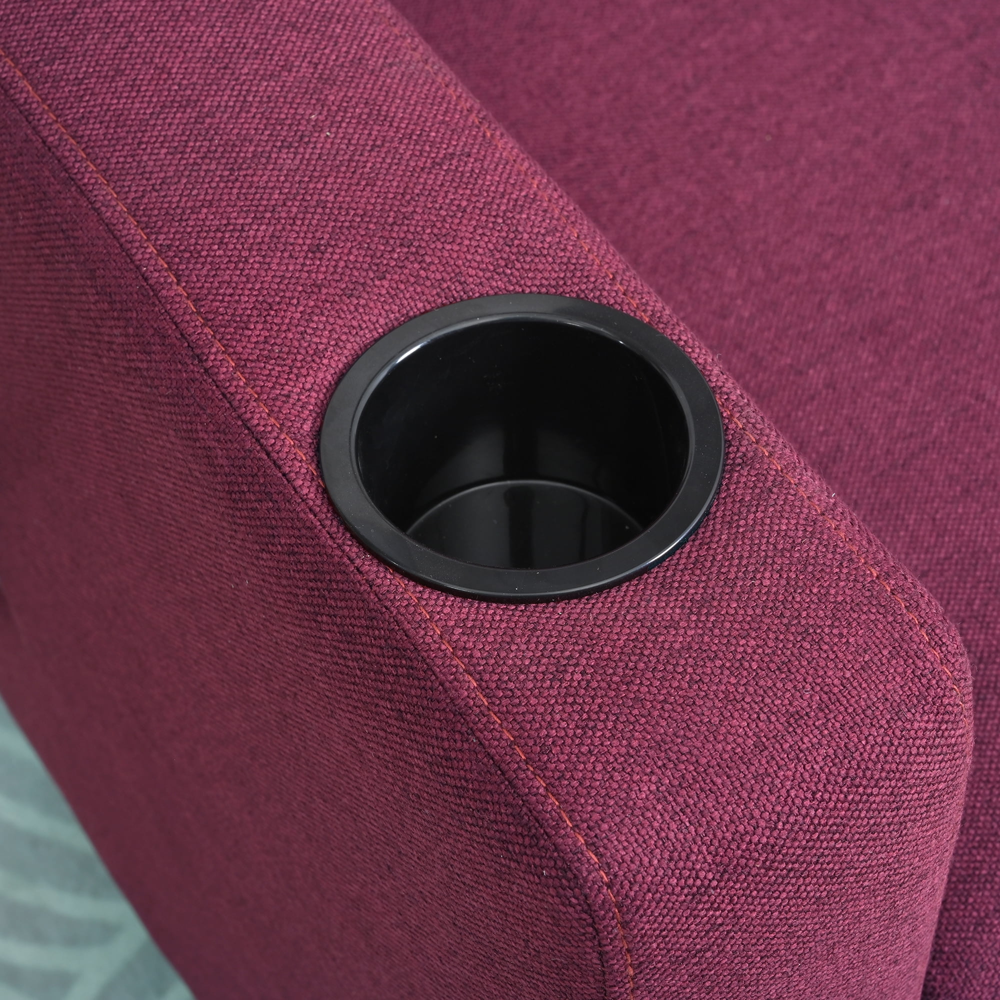 Aukfa Recliner Chair, Single Sofa Armchair with Cup & Phone Holder for Living Room Bedroom, Red - Image 6