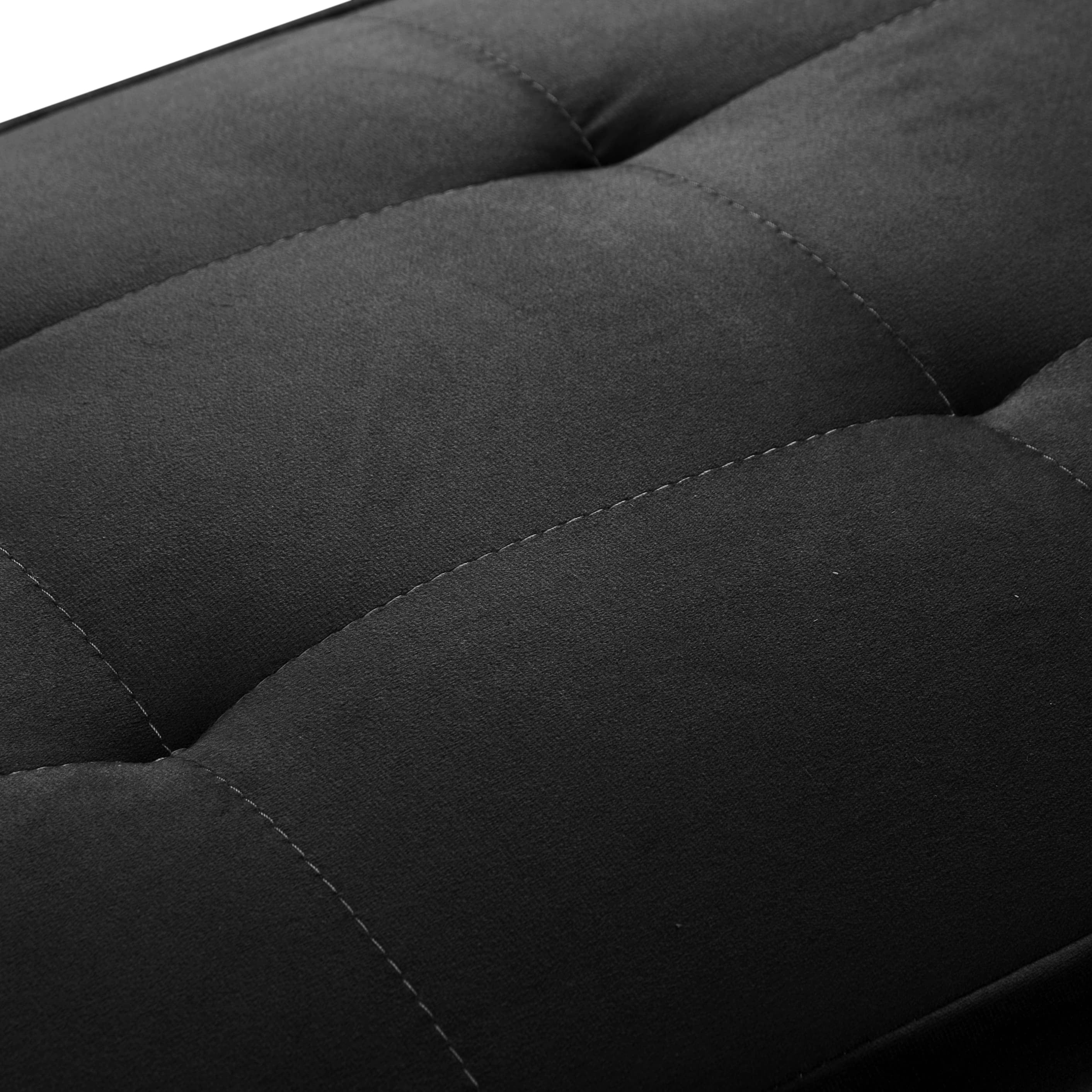 BSHTI Twin Size Futon Sleeper Sofa Bed,Velvet Upholstery,3 Angles for Adjusting Backrest,with 2 Cup Holders,Removable Arm,Convertible Sleeper Sofa(Black) - Image 11