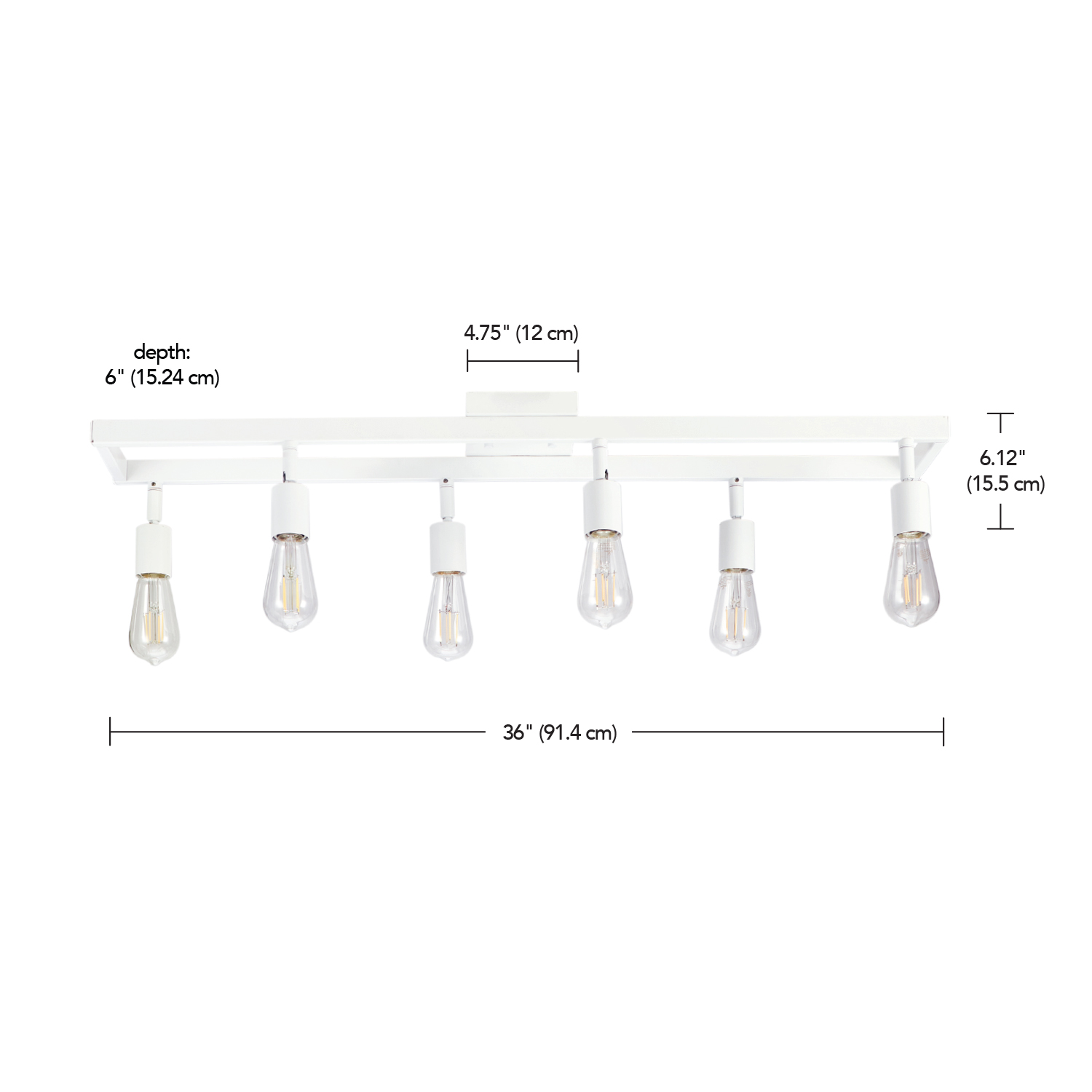 Globe Electric Farmhouse Style 36" 6-Light Matte White Track Light Pivoting Track Heads - Image 5