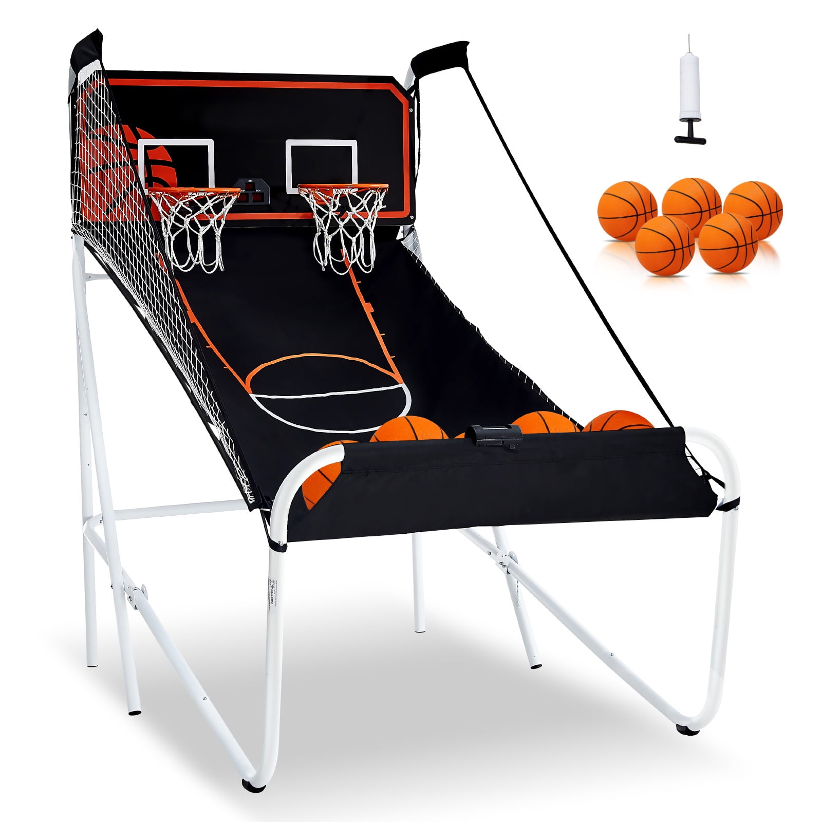 KFFKFF Foldable Basketball Arcade Game, 8-in-1 Dual LED Electronic Shot 2 Players 5 Balls Indoor Arcade Basketball Game Great gift for Kids Adults - Image 5