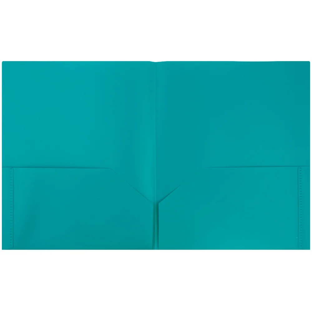 JAM Paper Medium Weight Plastic Presentation Folder, Teal, 96/pack - Image 3