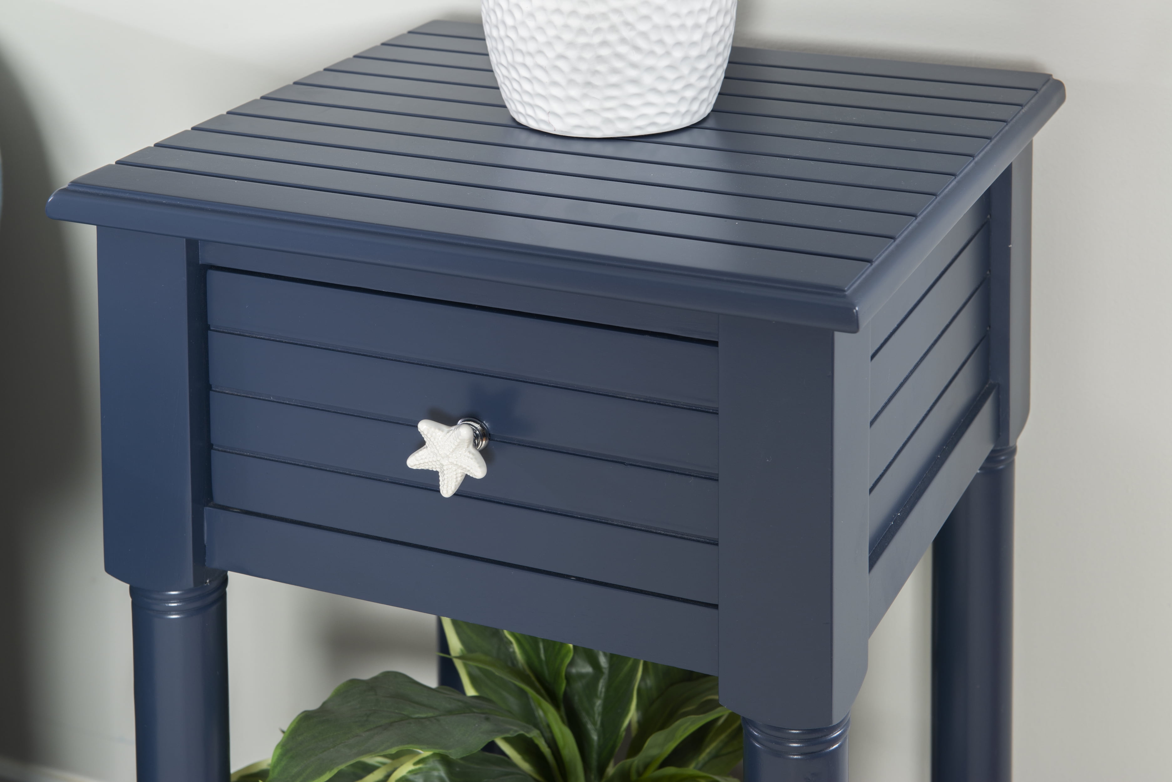 Linon Athalee Single Drawer Indoor Accent Side Table with Shelf, 29.5" Tall, Navy - Image 2