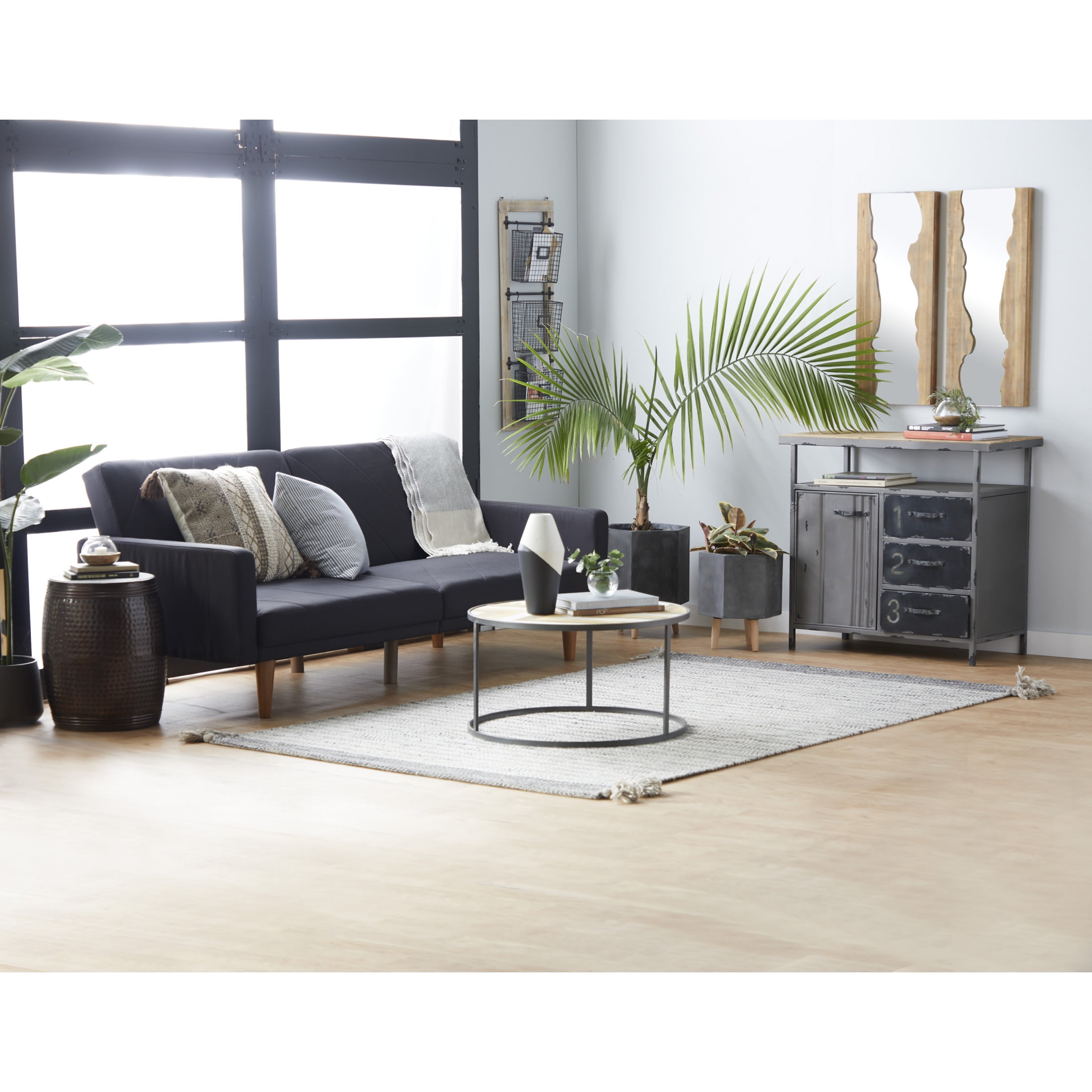 DecMode 36" Black Metal 3 Slot Suspended Wire Basket Magazine Rack Holder with Label Slot - Image 6