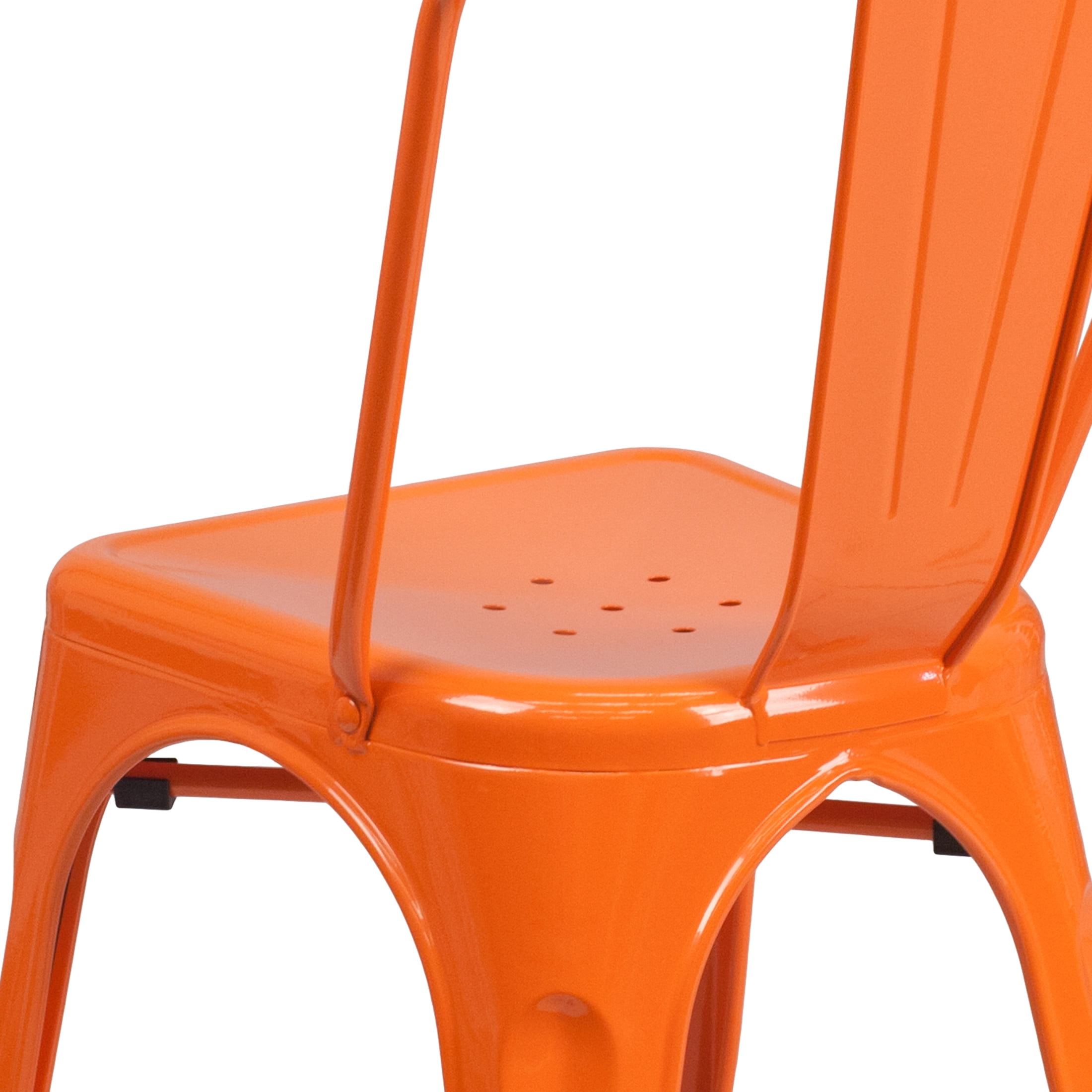 Flash Furniture Perry Adult Commercial-Grade Metal Indoor/Outdoor Stackable Dining Chair, Orange - Image 11