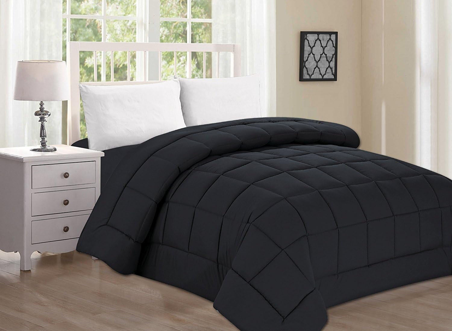 Down Alternative Double-Filled Comforter Full/Queen , Black - Image 3