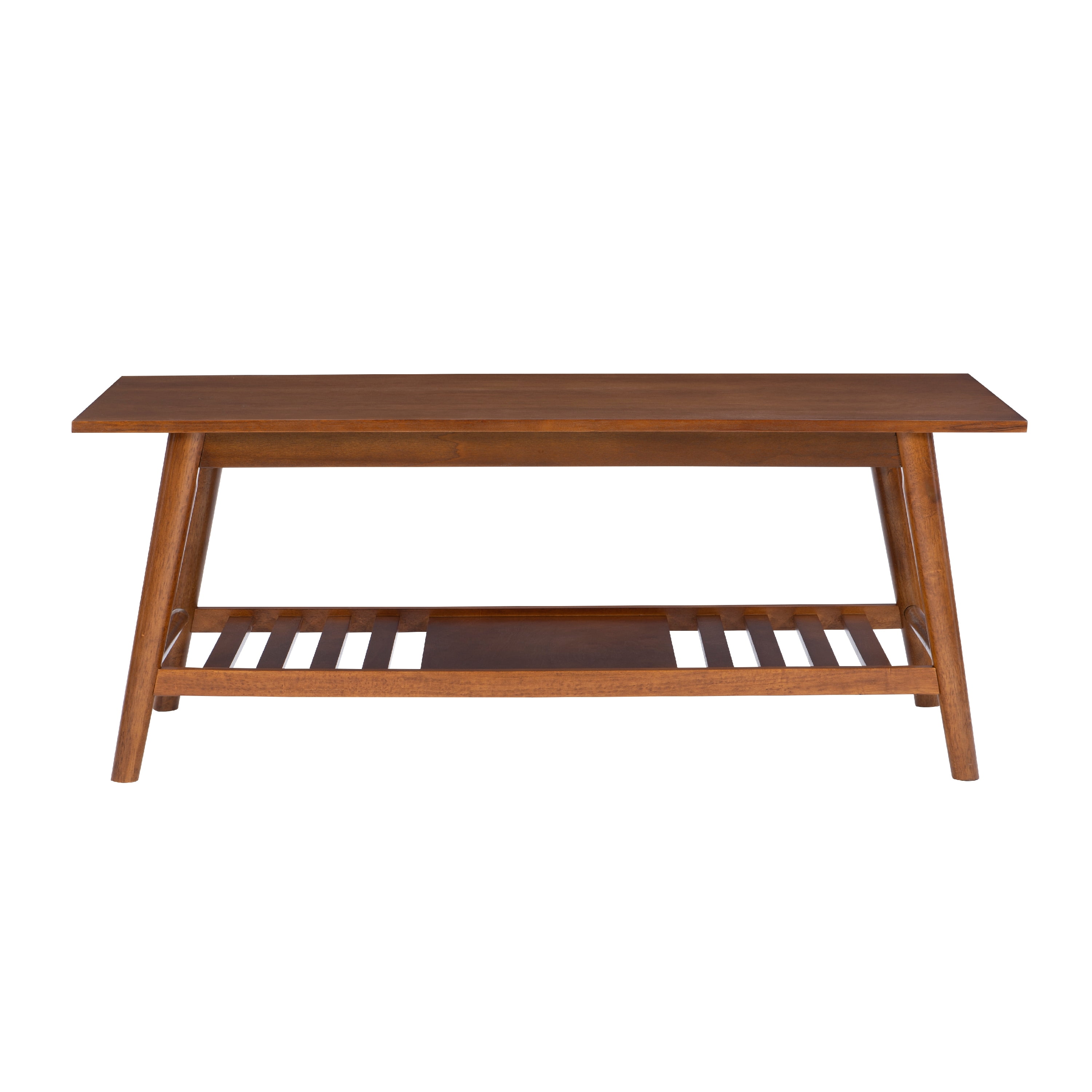 Linon Ashville Mid-Century Coffee Table with Shelf, Walnut - Image 5
