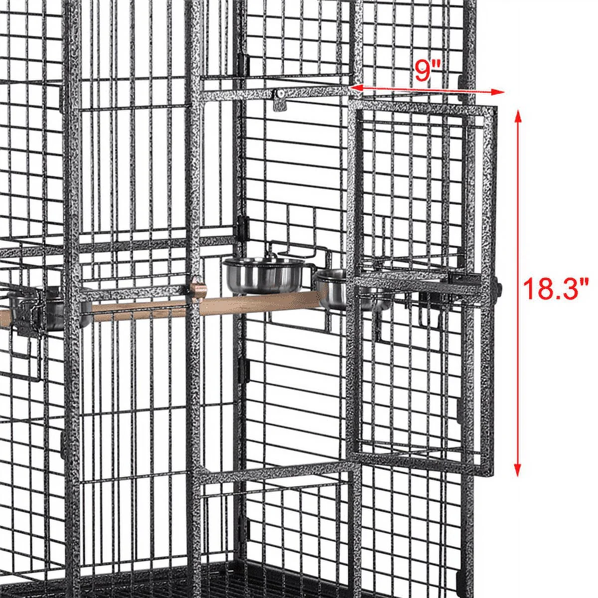 Renwick 63'' H Open Playtop Rolling Metal Bird Cage with Stand, Black - Image 2