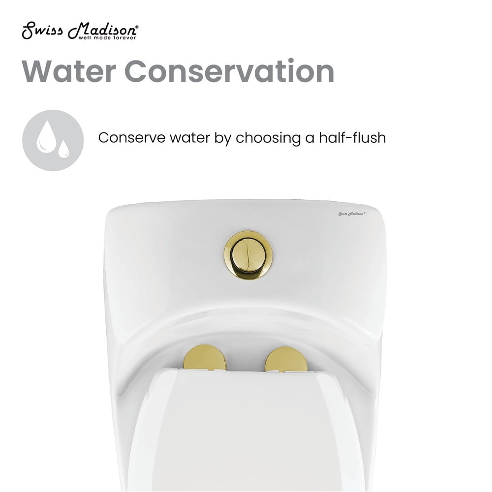 Chateau One Piece Elongated Toilet Dual Flush, Brushed Gold Hardware 1.1/1.6 gpf - Image 6