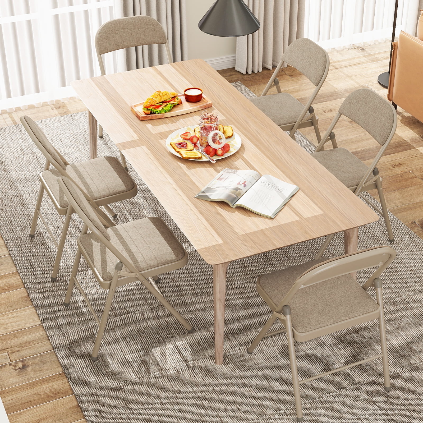 HONGGE Metal Padded Folding Chair, khaki (Set of 6) - Image 5