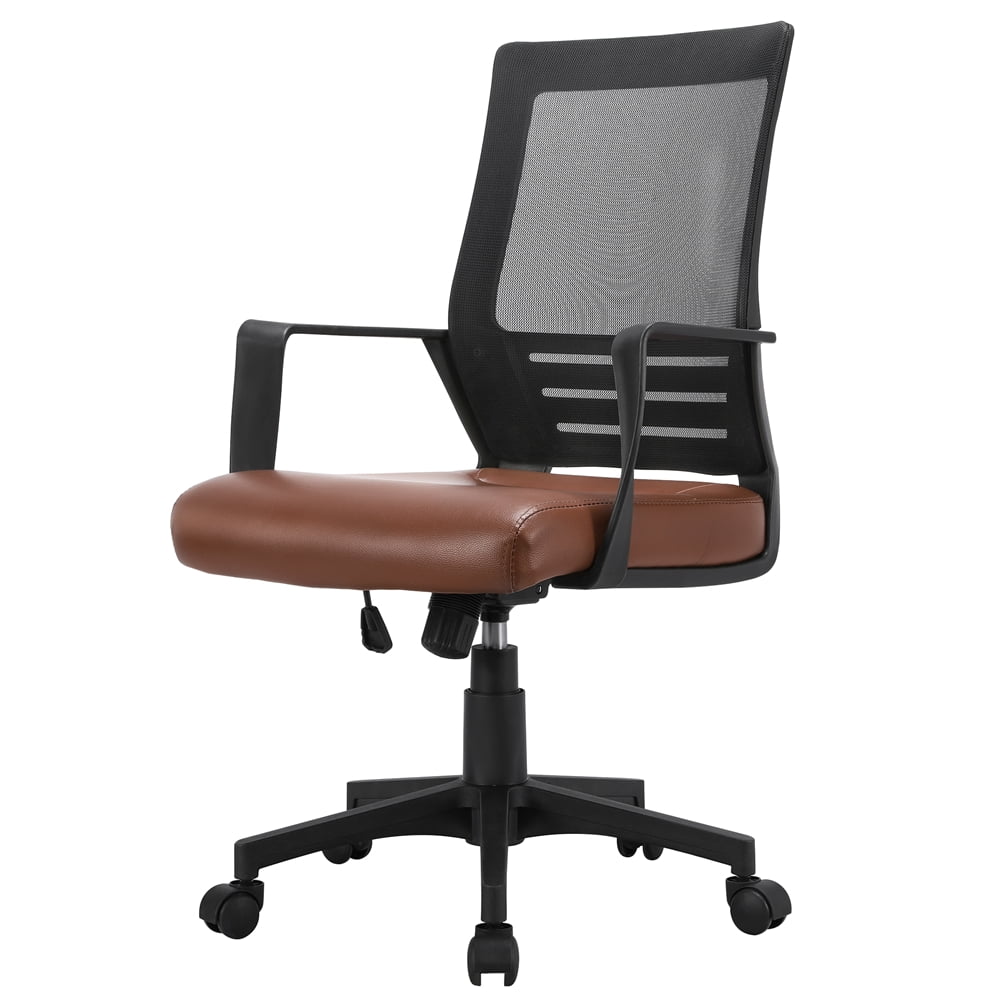 Renwick Midback Ergonomic Office Chair with Faux Leather Seat, Set of 2, Brown - Image 7
