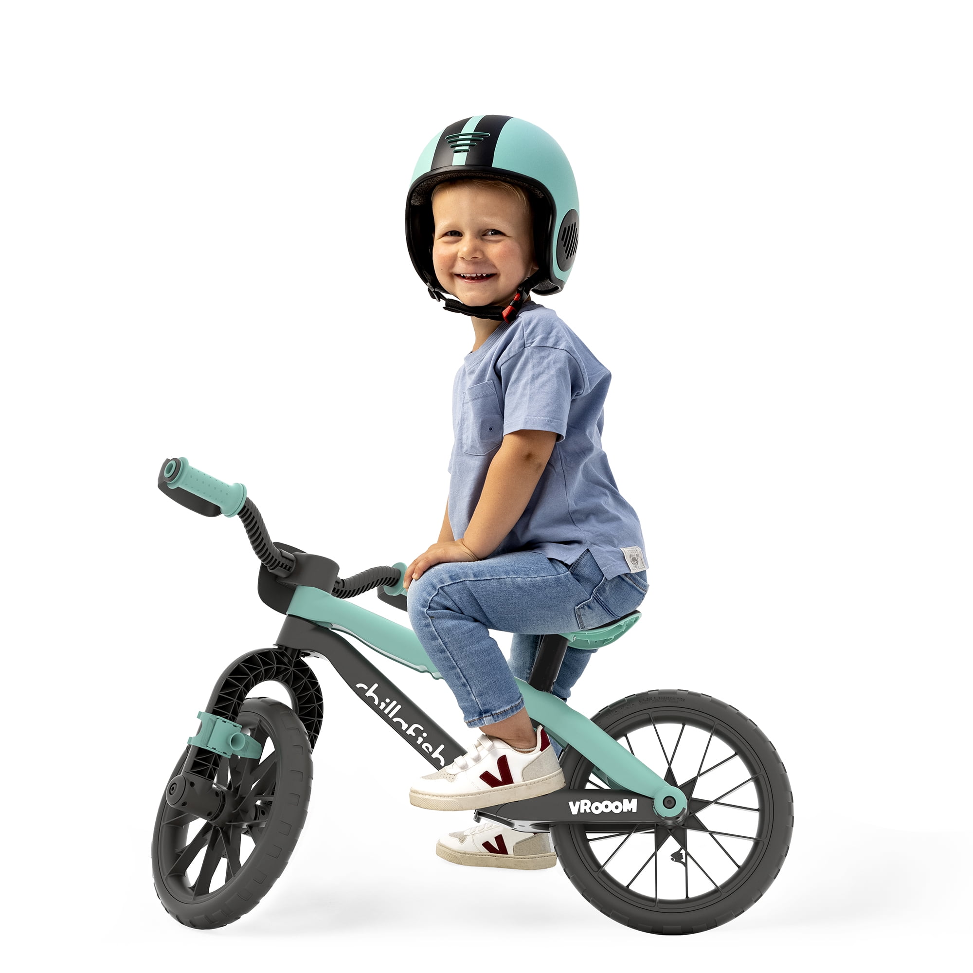 Chillafish BMXie Vrooom multi-play balance trainer with real VROOM VROOOM sounds, including hand protectors, a detachable numberplate, EVA tires and adjustable seat, for age 2-5 years, Mint - Image 2