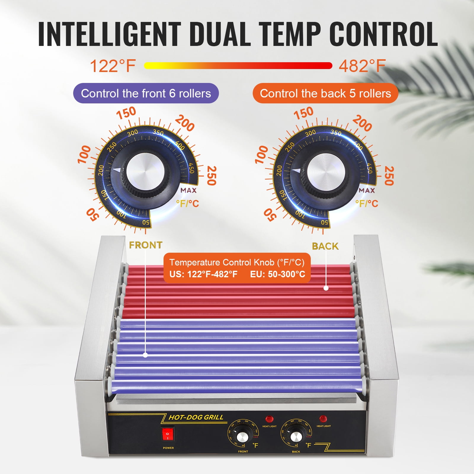 KFFKFF Backsplash Shelf 1650W Electric 30 Hot Dog 11 Roller Grill Cooker Machine - Image 5