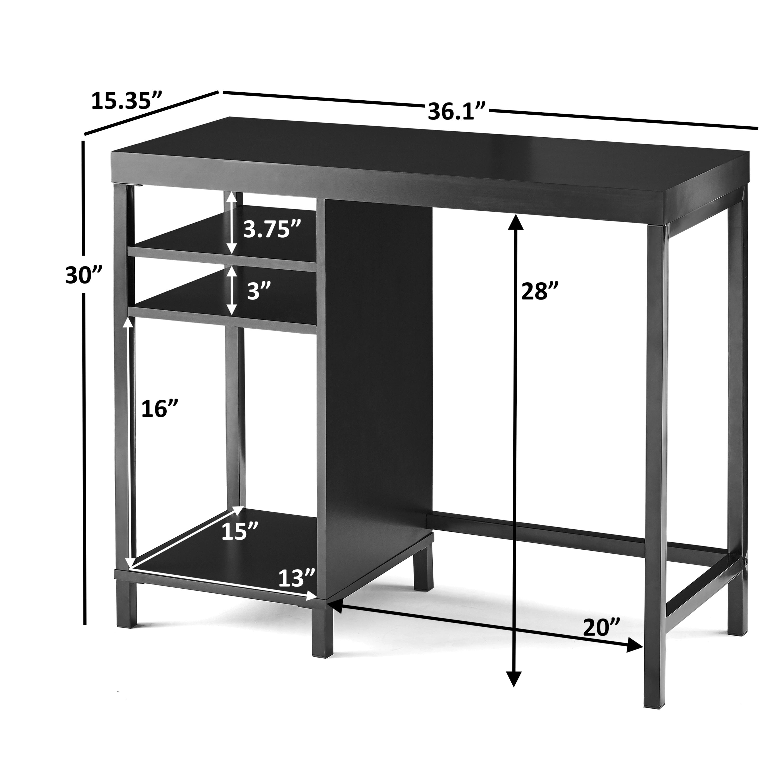 Mainstays Sumpter Park Cube Storage Desk, Black - Image 2