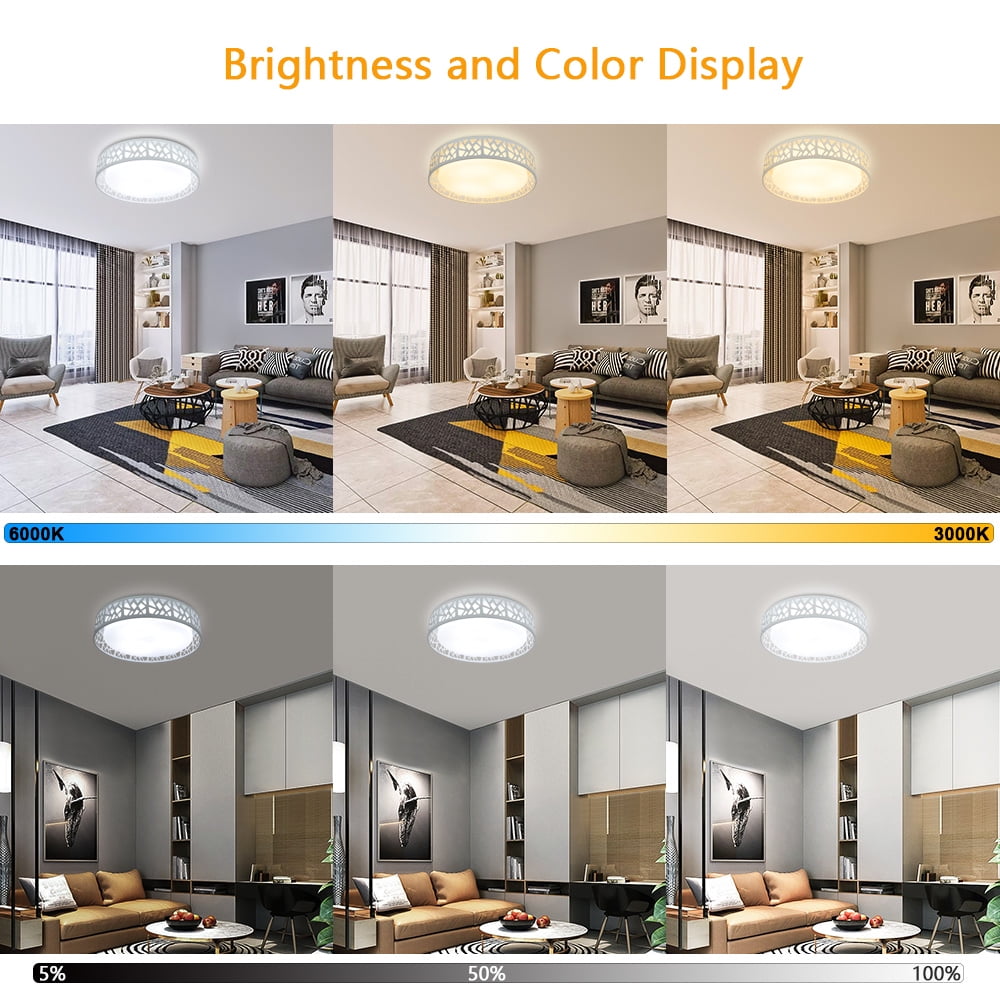 Depuley 18.5" Modern Flush Mount Ceiling Light with Remote White Ceiling Light for Dining Room Bedroom, 3 Color Changeable Timing - Image 4
