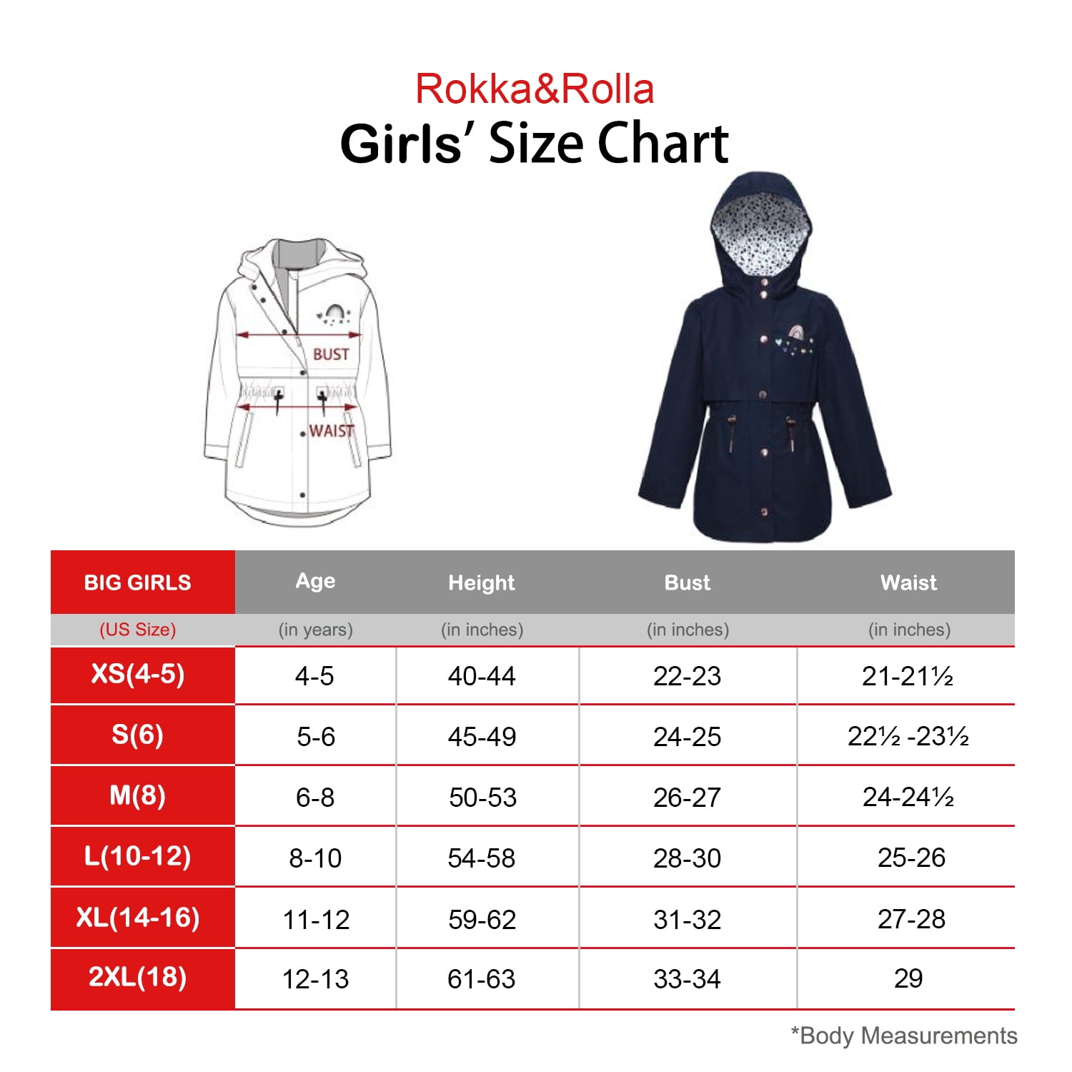 Rokka&Rolla Girls' Light Rain Jacket Trench Coat, Sizes 4-16 - Image 8