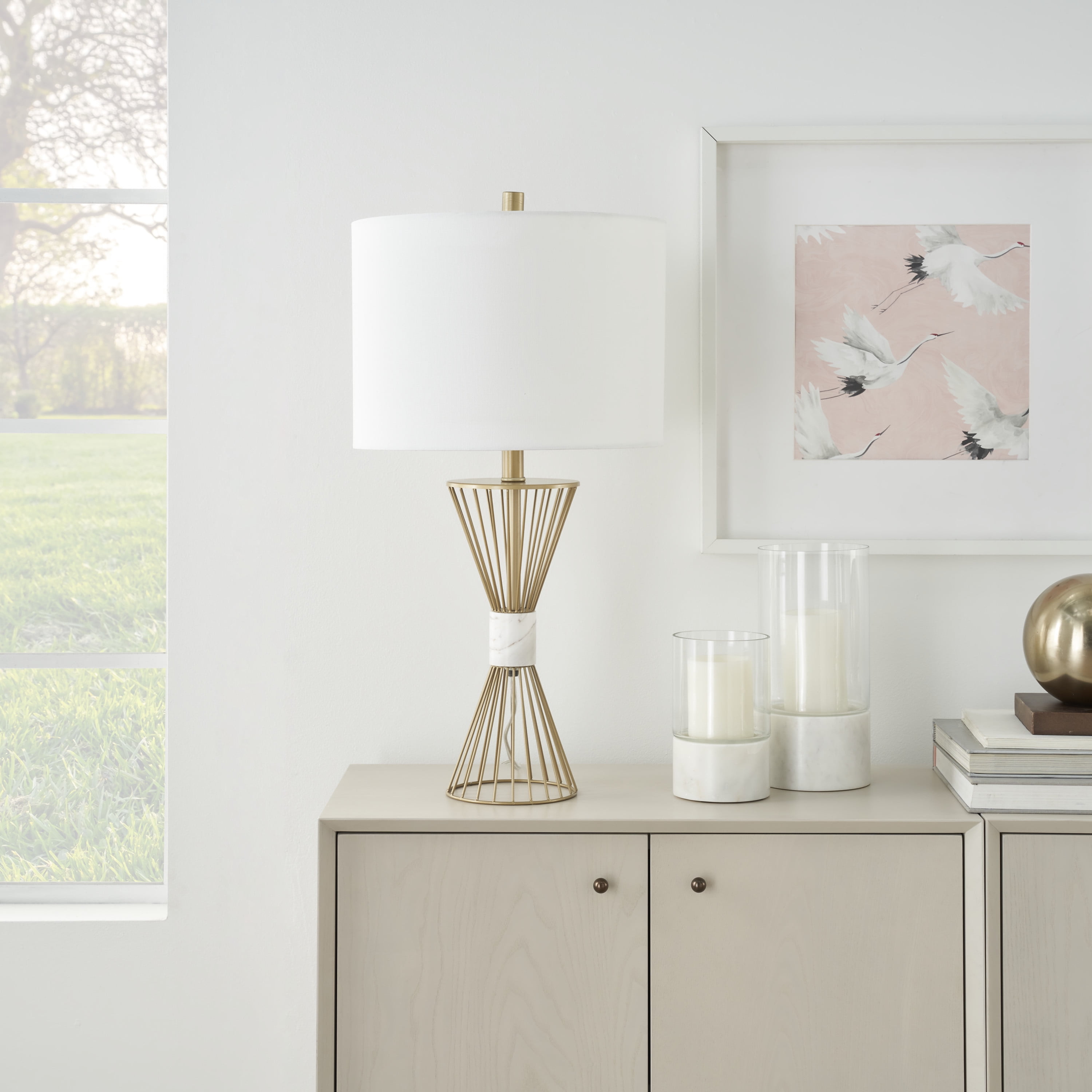 Nourison 27" Elegant Gold/Marble Table Lamp Contemporary, Modern, Glam for Bedroom, Living Room, Office, End Table, Coffee Table - Image 8