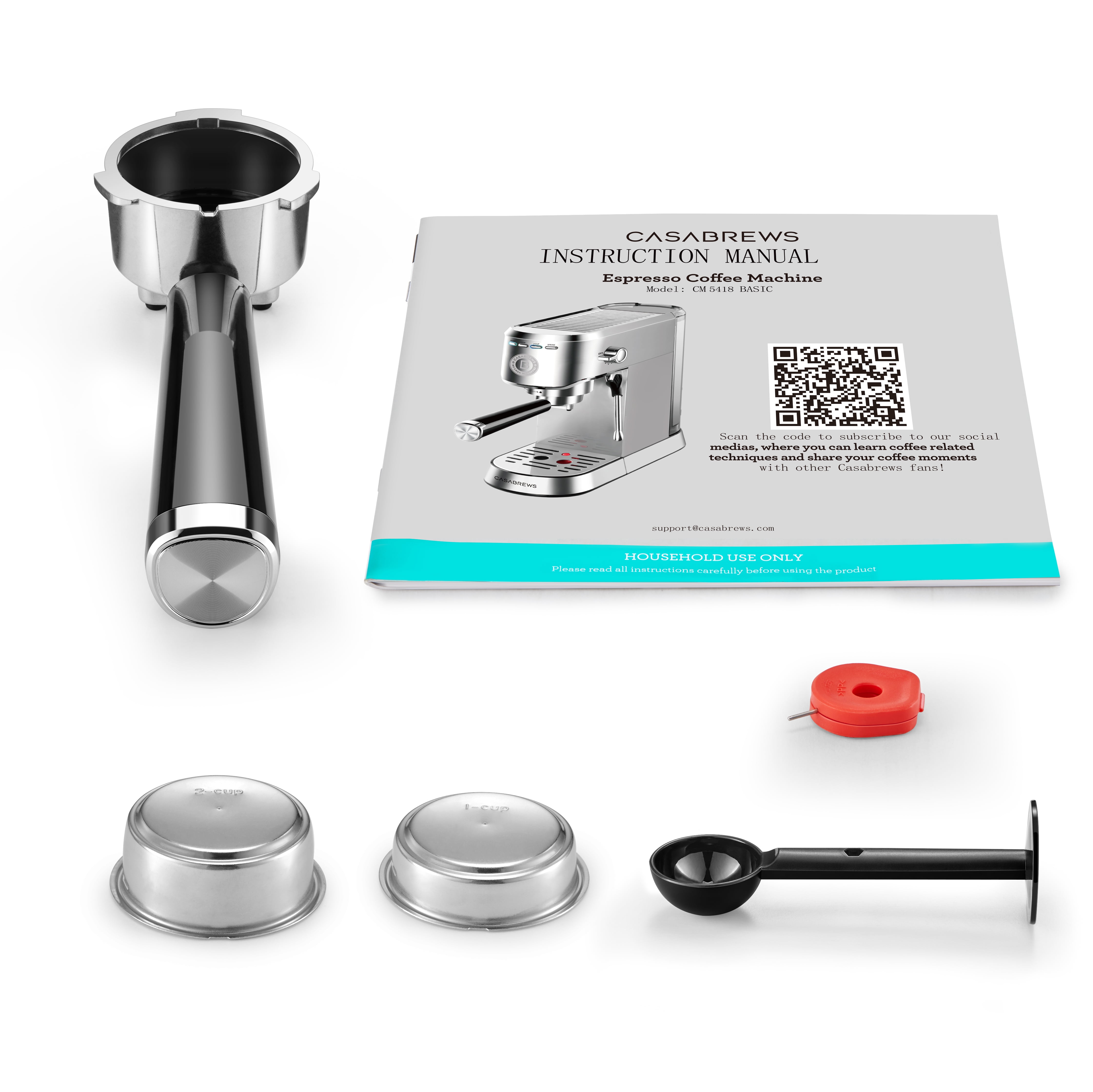 CASABREWS 5418Basic Espresso Machine with 20-Bar pressure, 34 oz Water Tank, with Milk Frother, Silver - Image 2