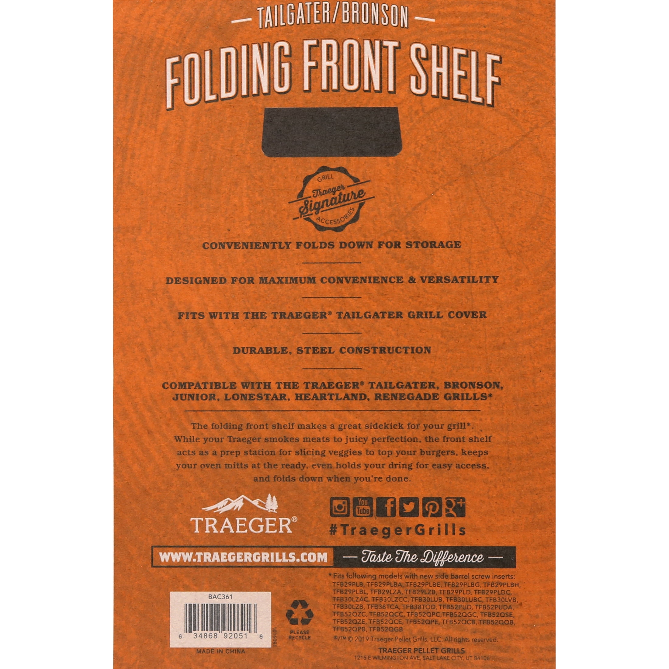 Traeger Pellet Grills Folding Front Shelf – Tailgater 20 - Image 2