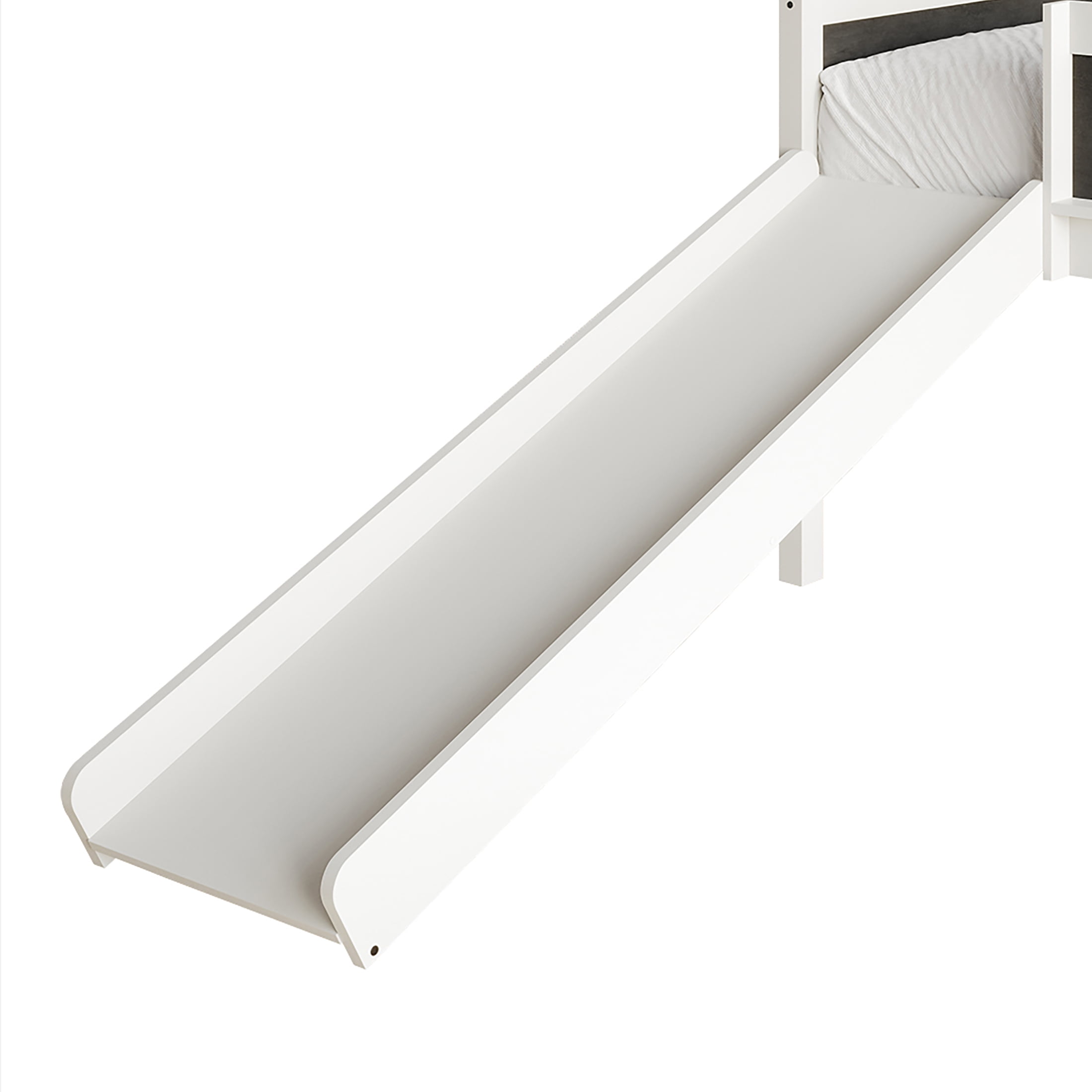 Castle Place Wooden Twin Junior Loft Bed with Chalkboard and Slide, White - Image 7