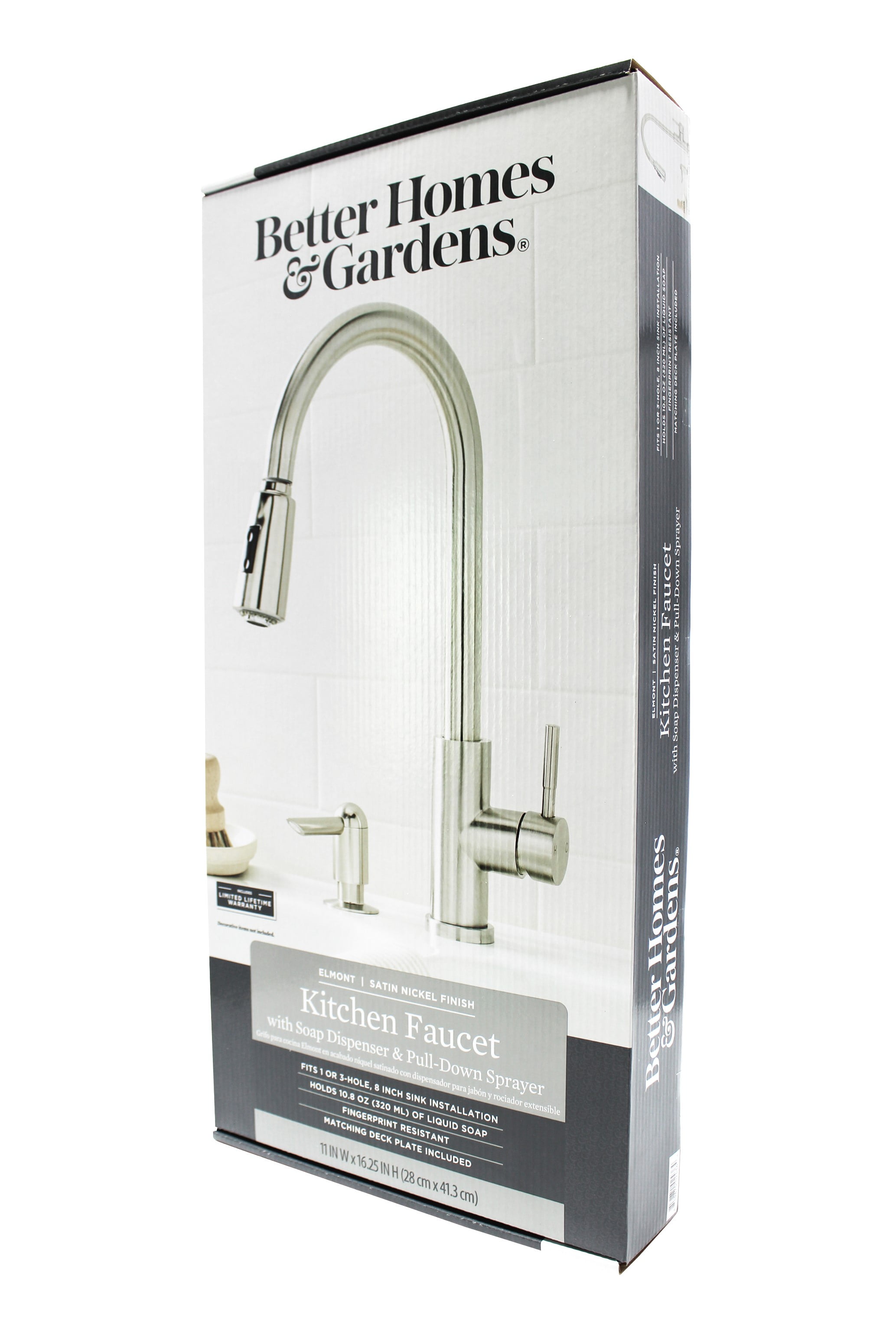 Better Homes & Gardens Elmont High Spout Single Handle Pull Down Kitchen Faucet with Soap Dispenser, Satin Nickel - Image 5