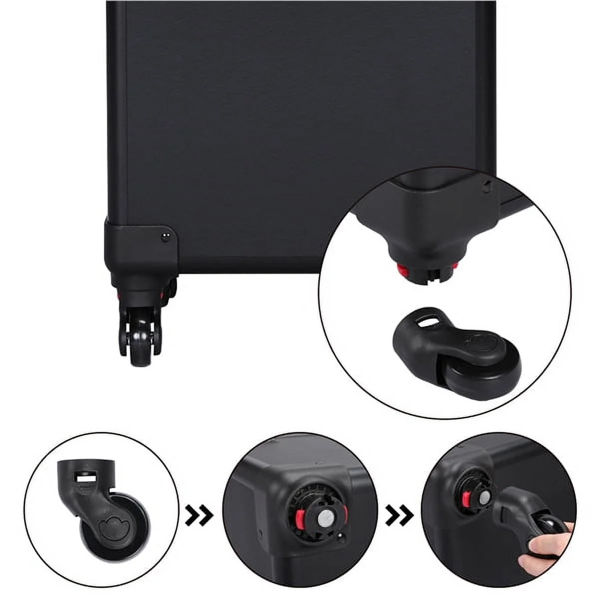 Alden Design 3-in-1 Rolling Professional Cosmetic Makeup Case, Black - Image 6