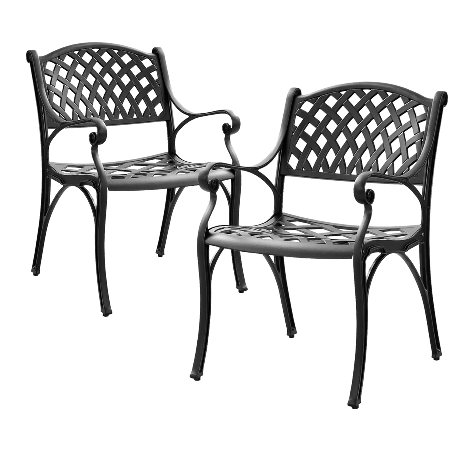 PATIO-IN Cast Aluminum Patio Chairs Set of 2, All Weather Outdoor Patio Dining Chairs with Arms,Metal Patio Chairs for Garden,Black - Image 4