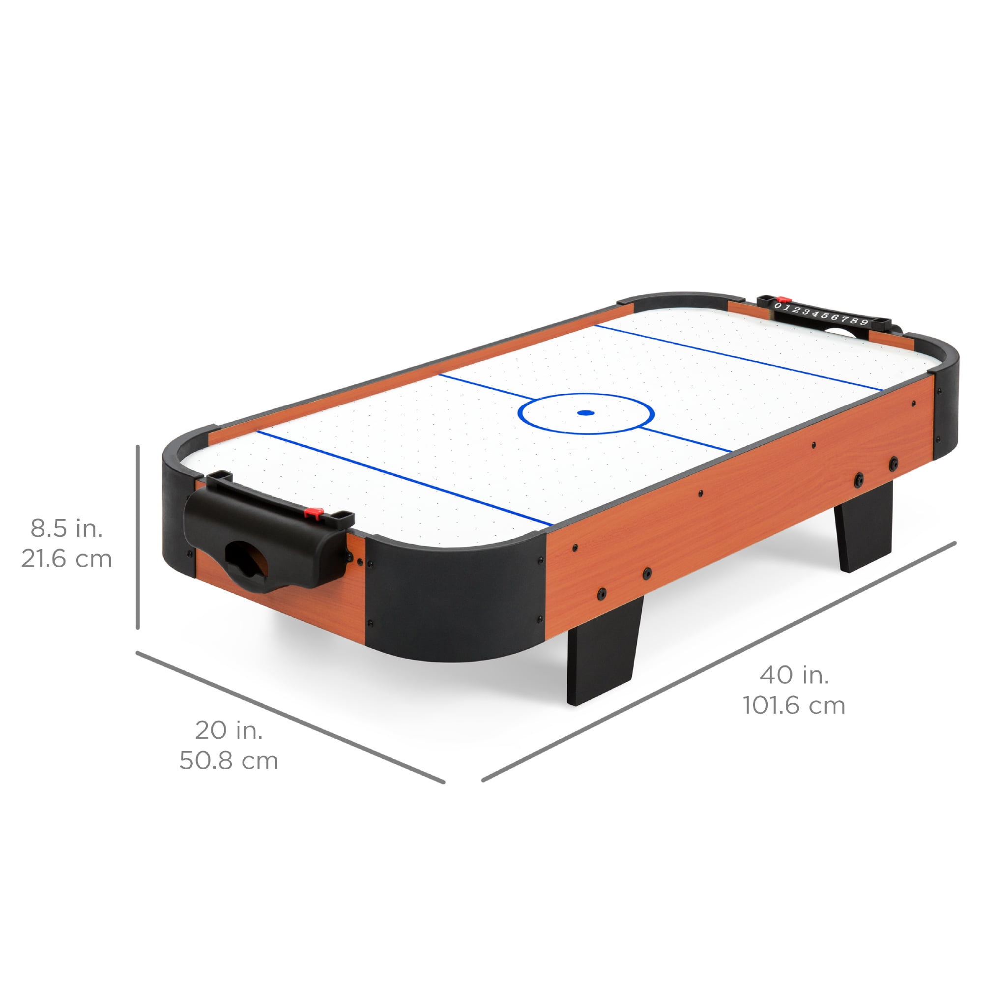 Best Choice Products 40in Air Hockey Arcade Table w/ 100V Motor, Electric Fan, 2 Strikers, 2 Pucks - Light Brown - Image 4