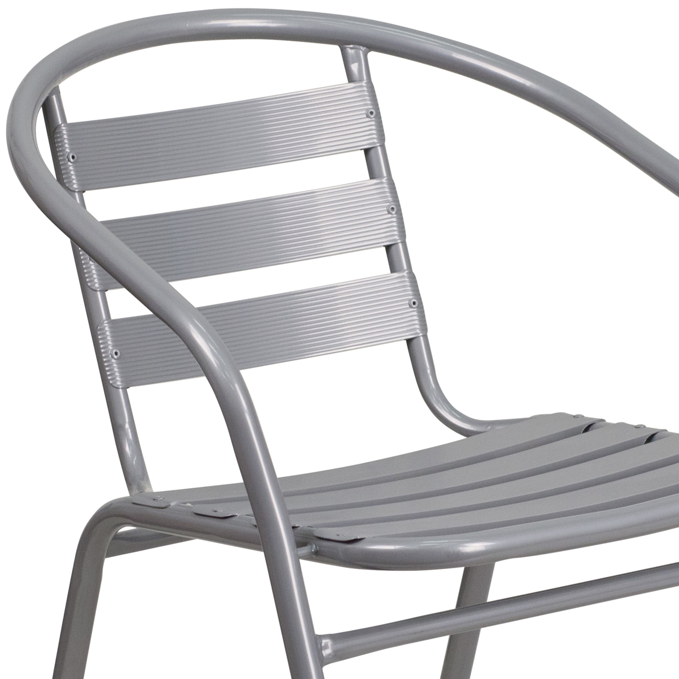 Flash Furniture Lila Silver Metal Restaurant Stack Chair with Aluminum Slats - Image 3
