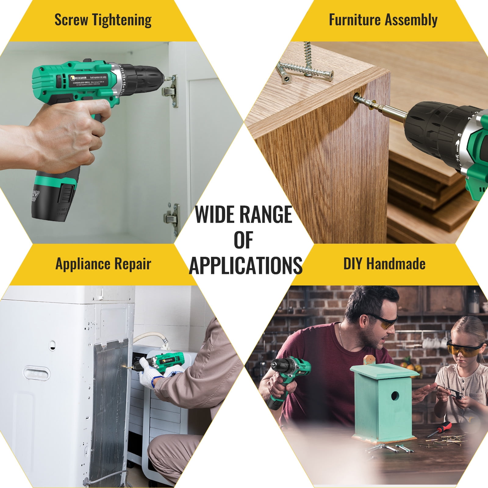 CONENTOOL 12V Cordless Drill Combi Driver Electric Screwdriver Set W/ 2 Battery,36pcs Electric Impact Wrench Gun Kit With Carry Case/Screwdriver Bit/ Socket Wrench / Drill Bit Set - Image 8