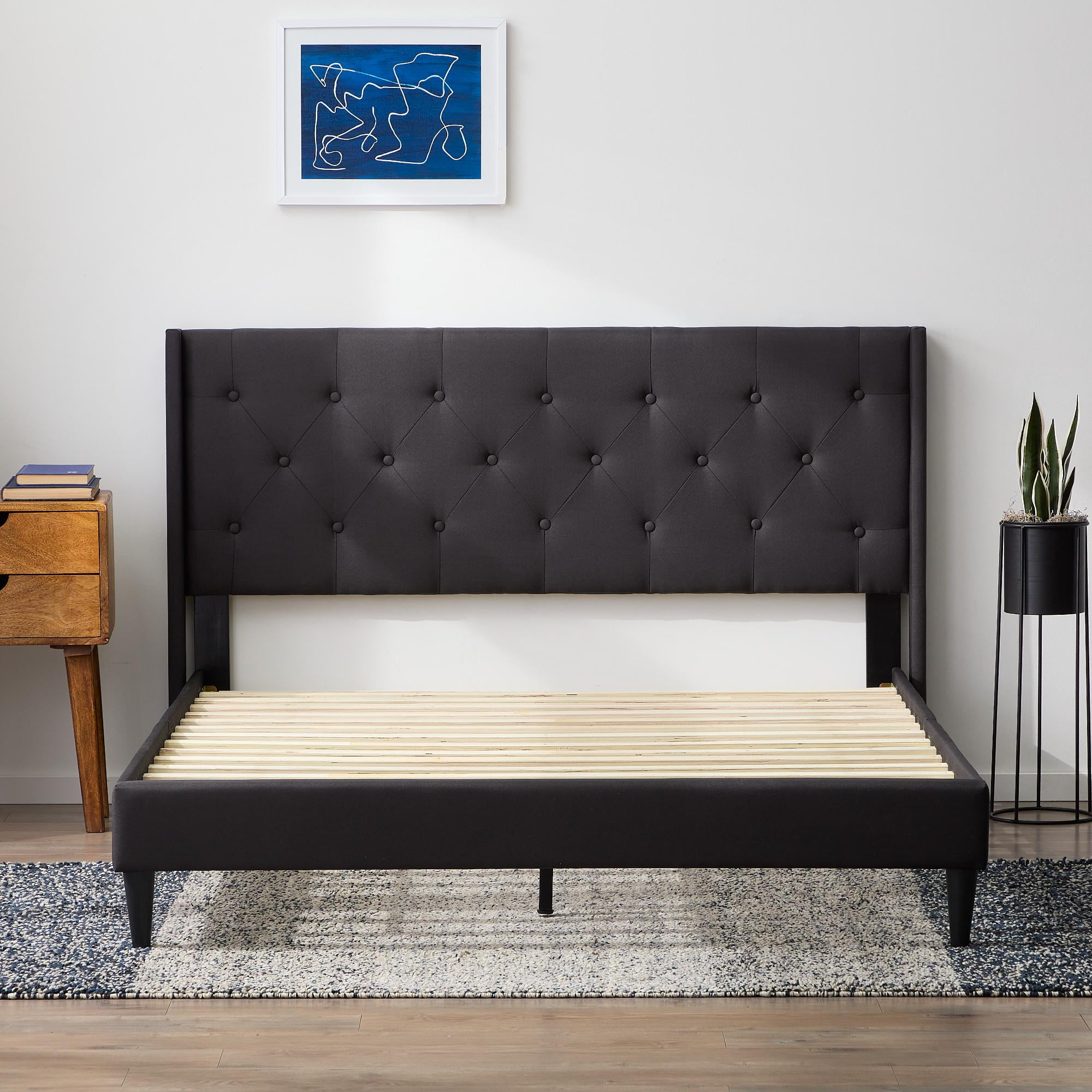 Rest Haven Astoria Wingback Tufted Upholstered Bed, Twin, Charcoal - Image 8