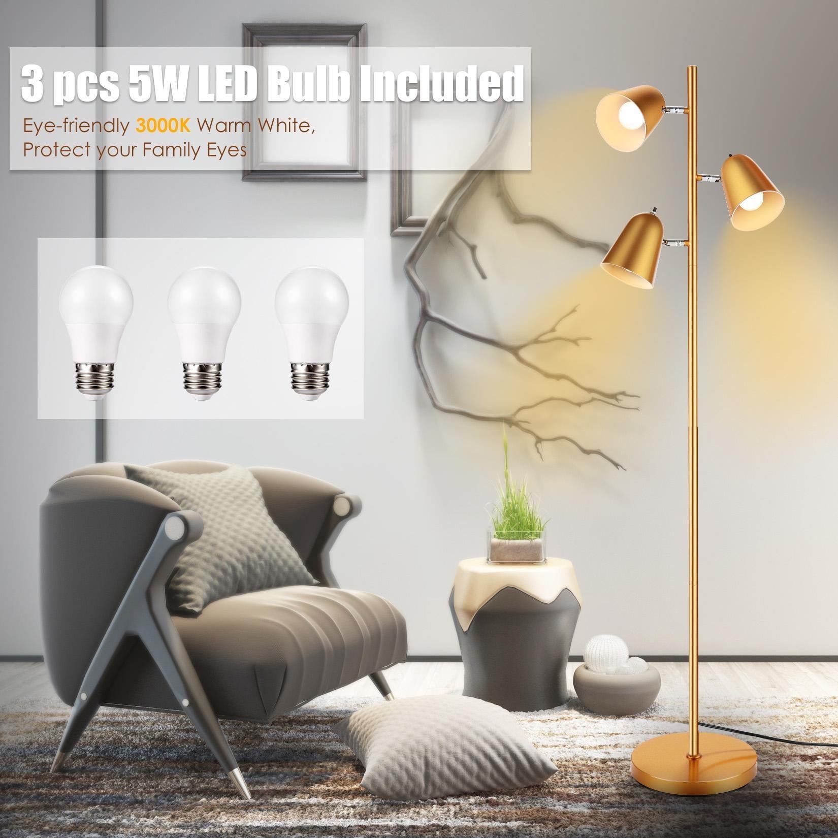 Devo 3 Light LED Floor Lamp, Modern Tree Design with Edison Bulbs, 360° Rotating Shades & Individual Switches, Super Bright Standing Lamp for Living Room, Bedroom, Tall Adjustable Pole Light - Image 7