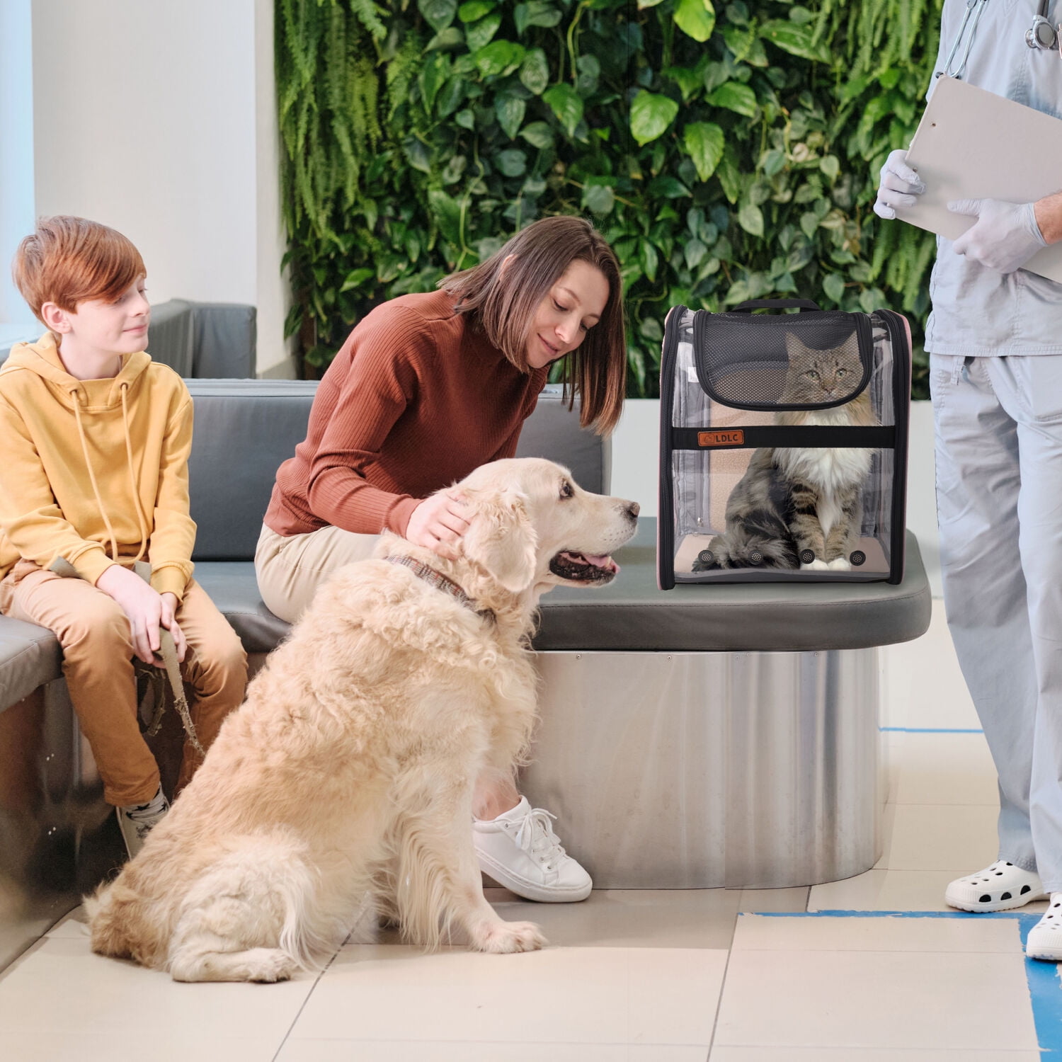 Critter Sitters Light Pink See-Through Pet Backpack for Small Dogs, Cats with Scratch Resistant Breathable Mesh Window | Airline Carry-On Approved | Safety Leash | Durable Transporation for Animals - Image 4