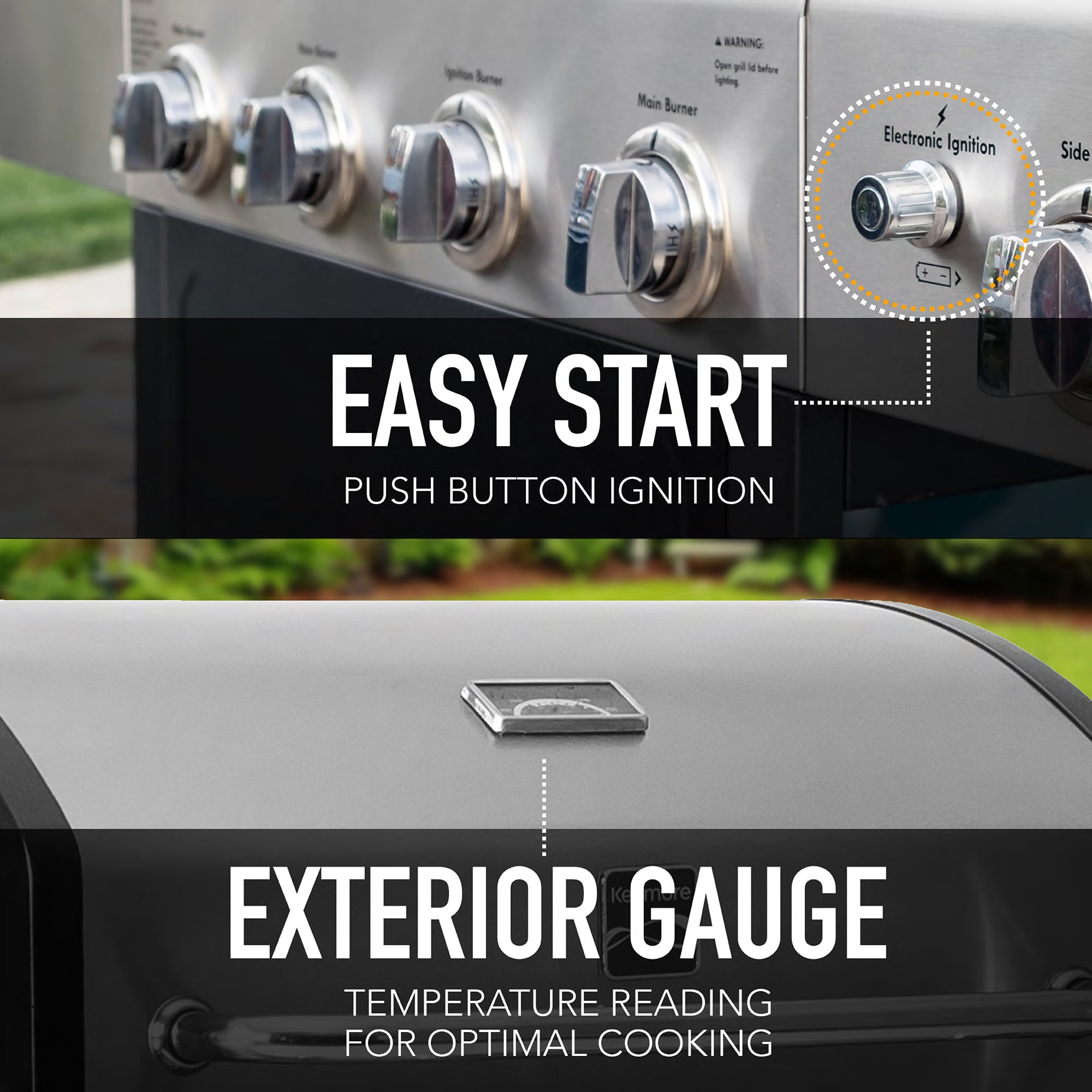 Kenmore 4-Burner Outdoor Propane Gas Grill with Side Burner, Open Cart, Stainless Steel - Image 12